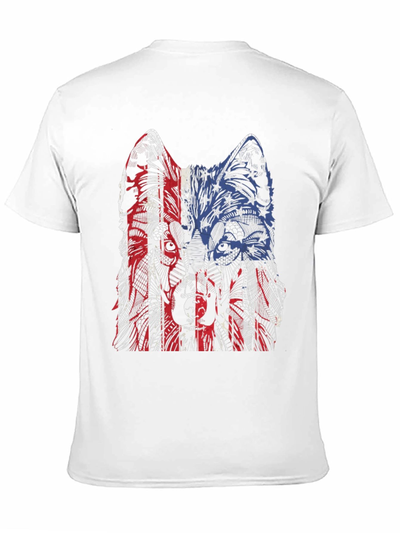 Black Patriotic Wolf Graphic Tee - Unisex Black T-Shirt view 11