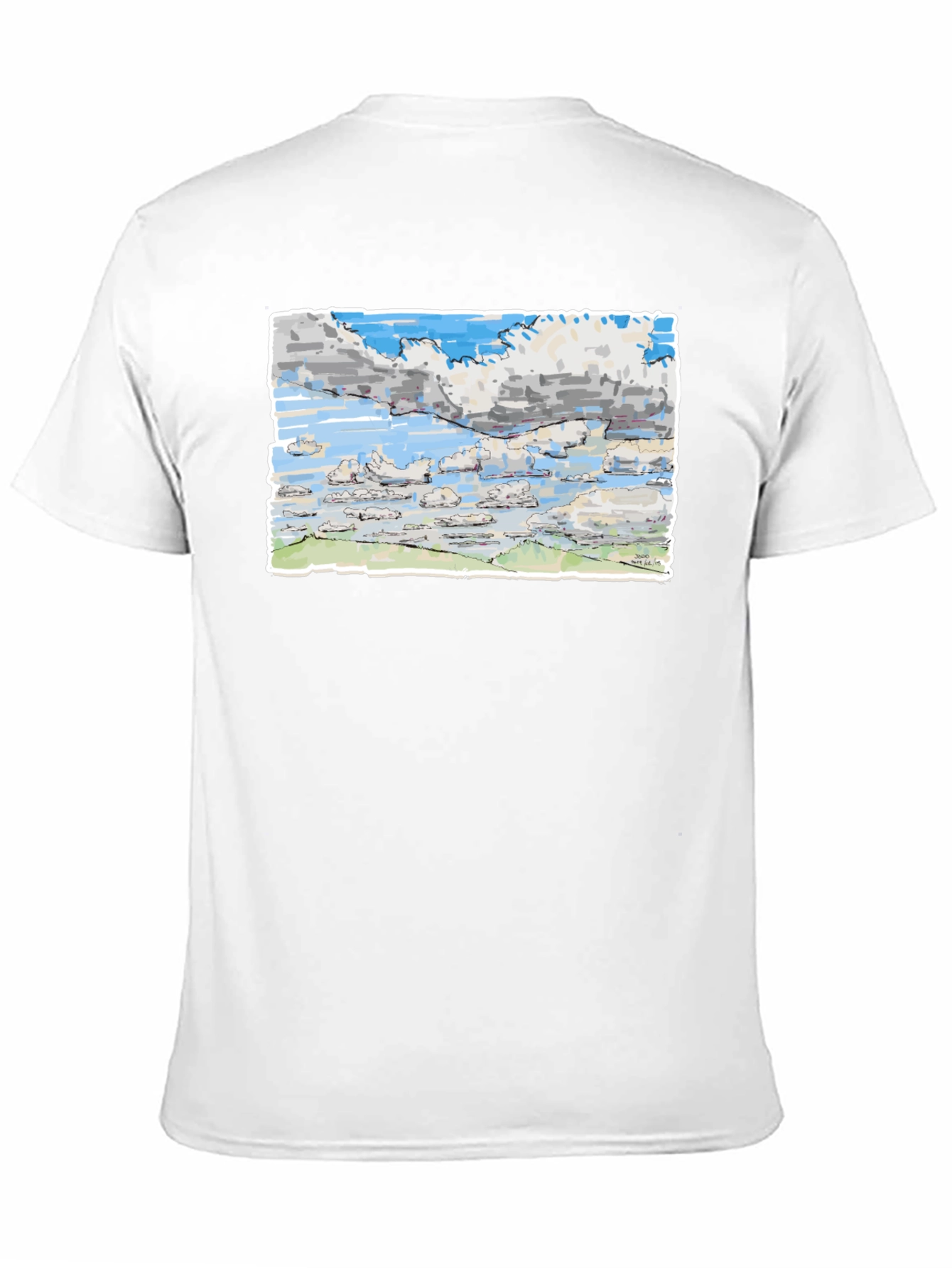 Black Sky Drawing T-Shirt - Artistic Cloud Design view 11