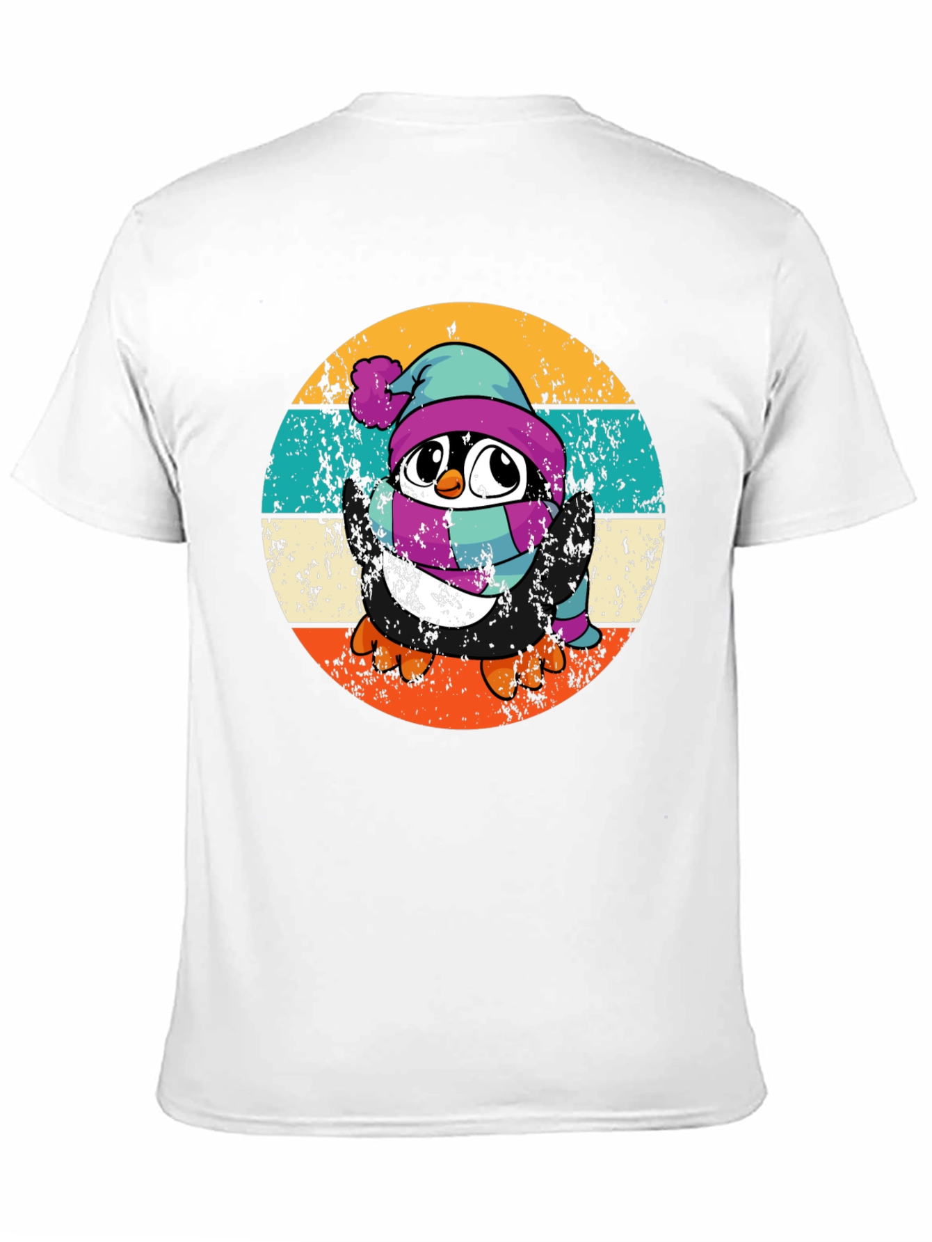 Black Retro Penguin Winter T-Shirt view 11
