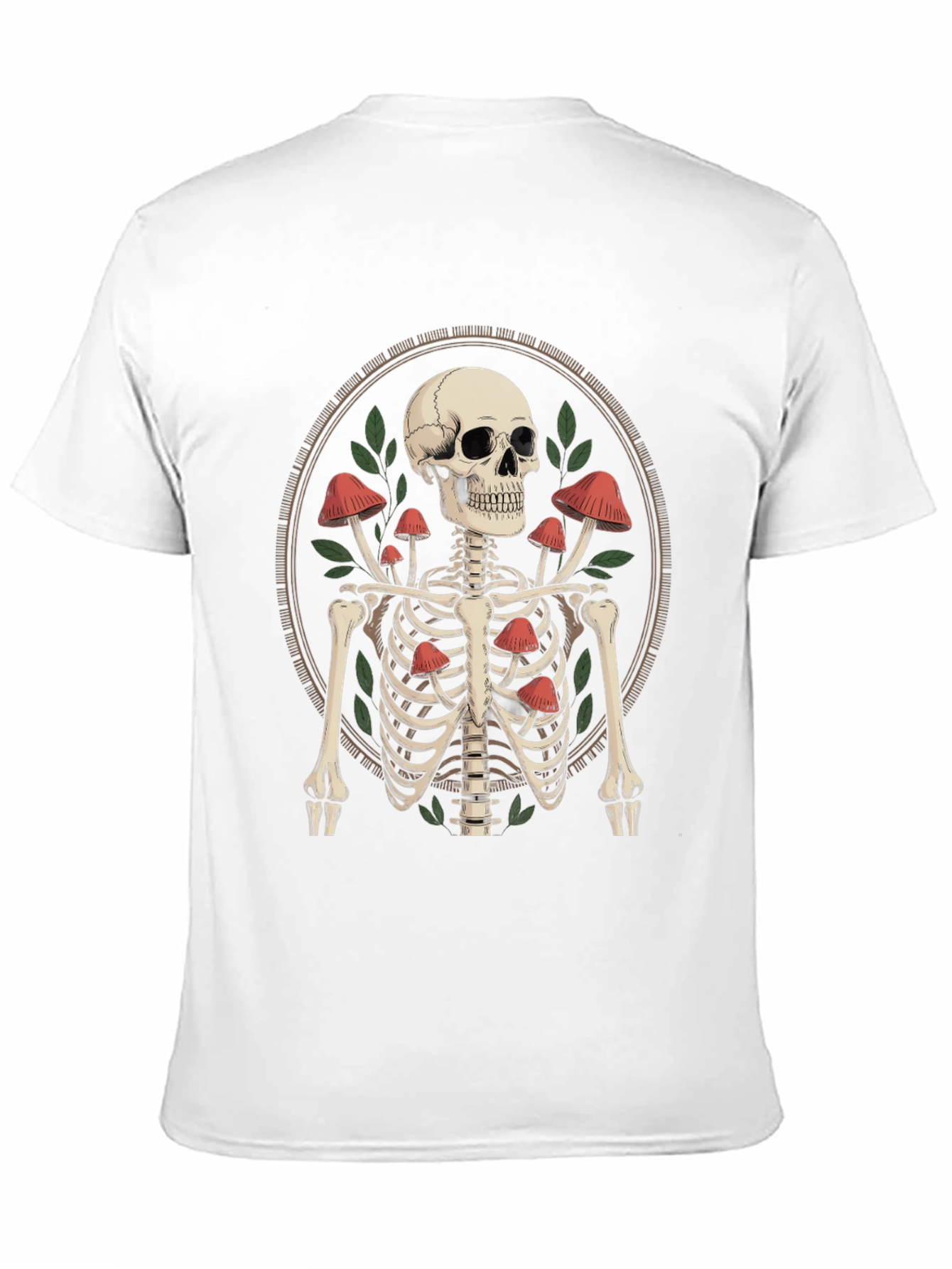 Black Mushroom Skeleton Graphic Tee - Edgy Unisex T-Shirt view 11