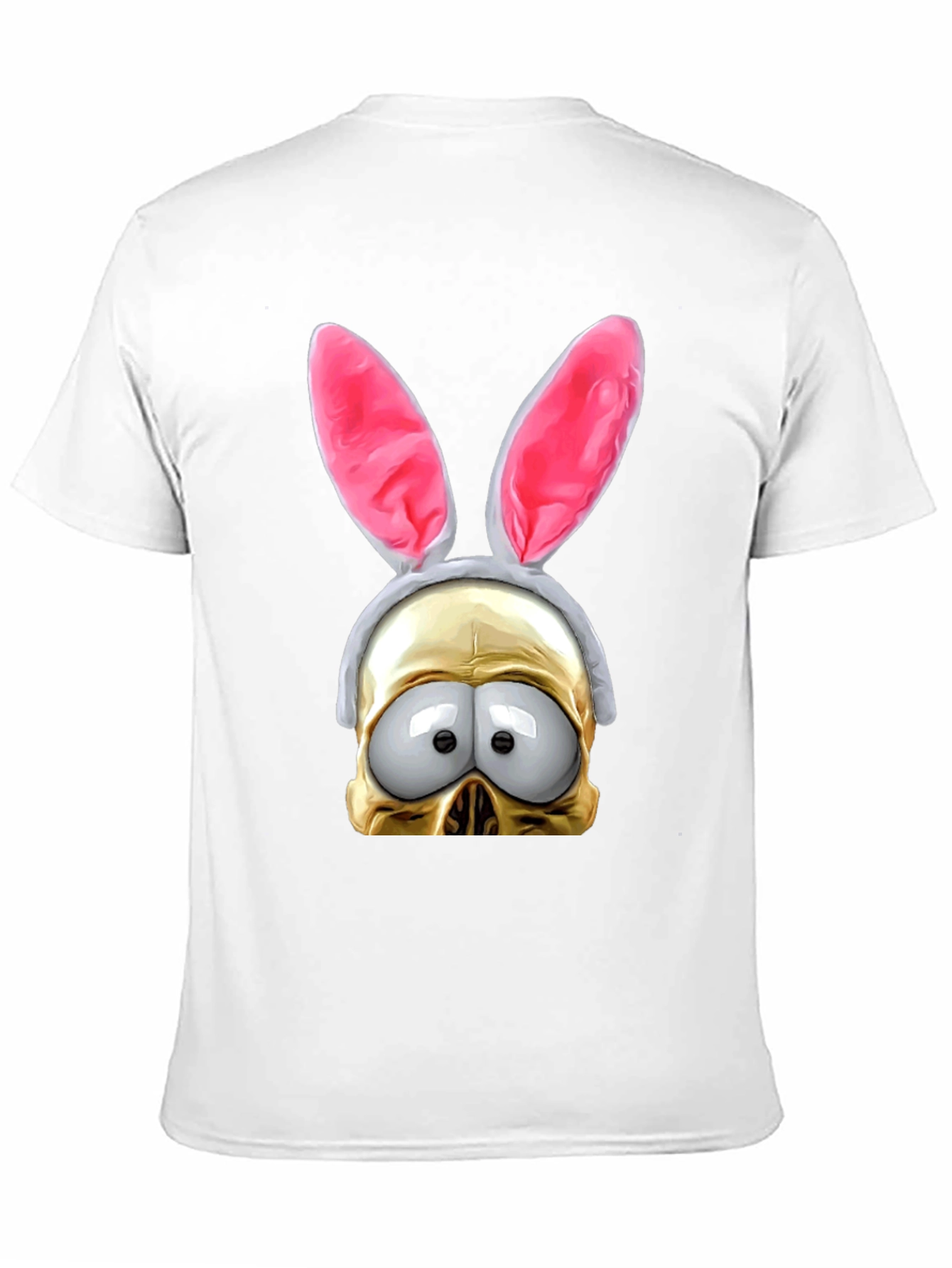 Black Humorous Bunny Skull Graphic T-Shirt view 11