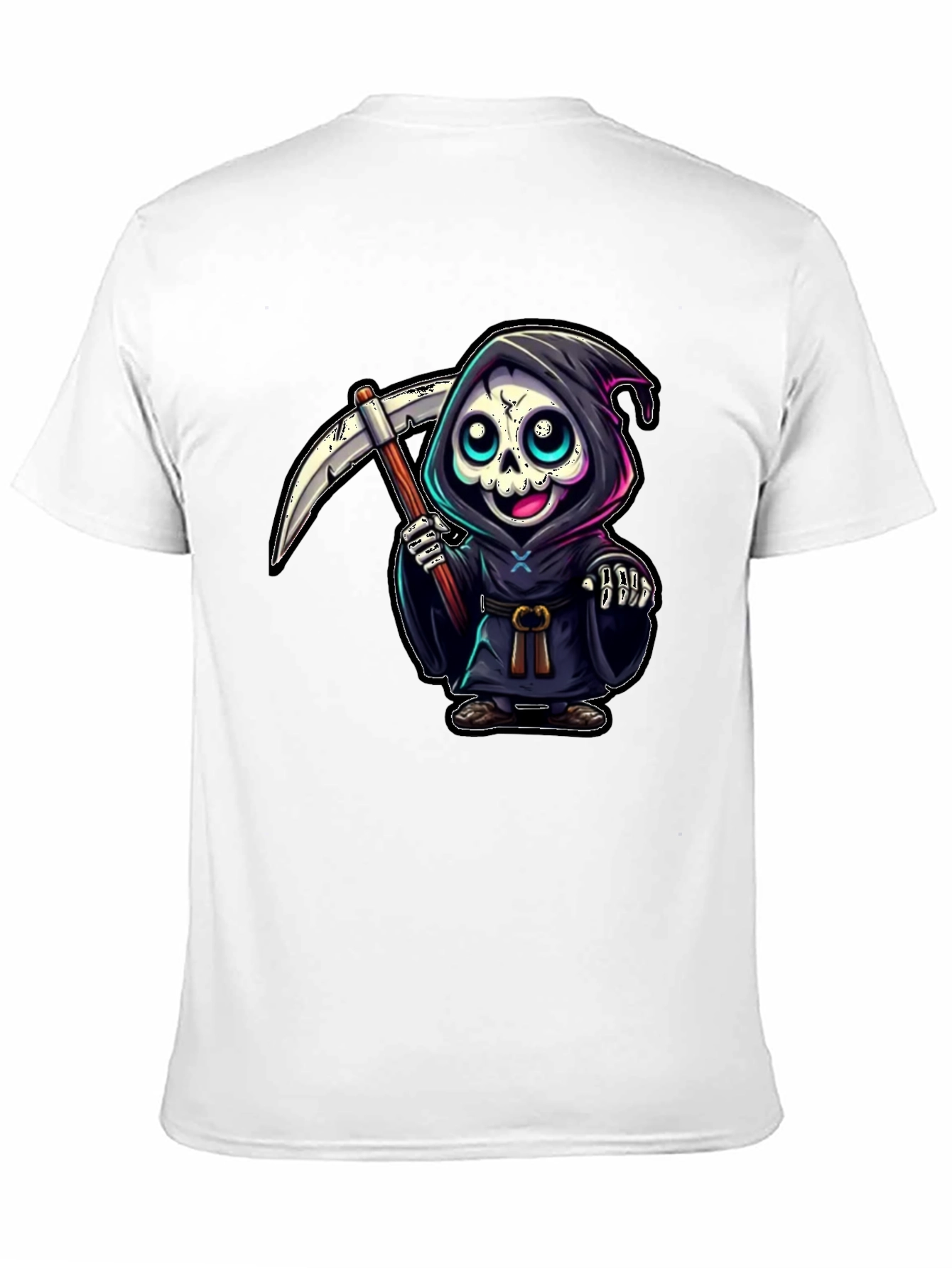 Black Grim Reaper Cartoon Graphic Tee view 11