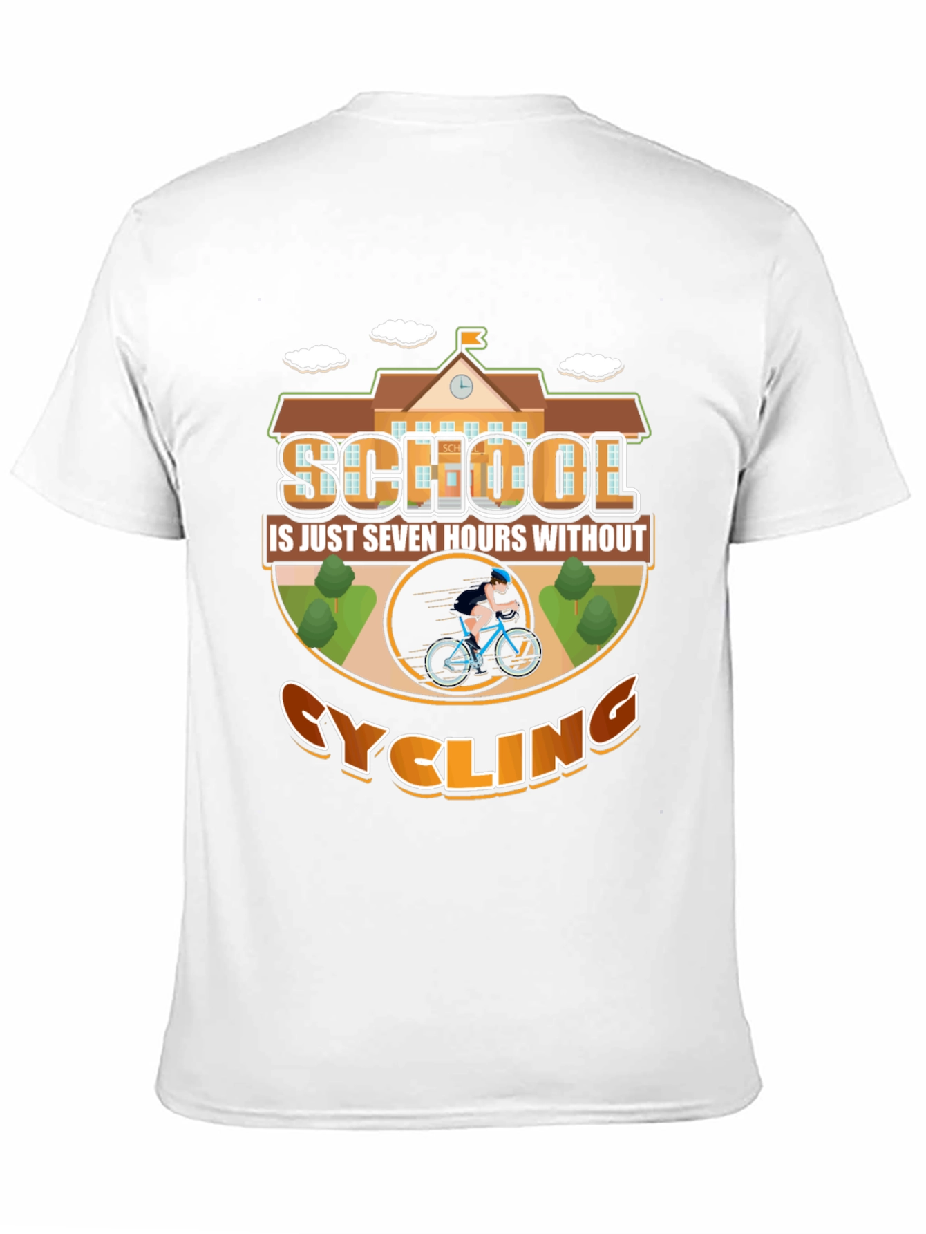 Black Cycling School T-Shirt: Seven Hours Without Cycling view 11