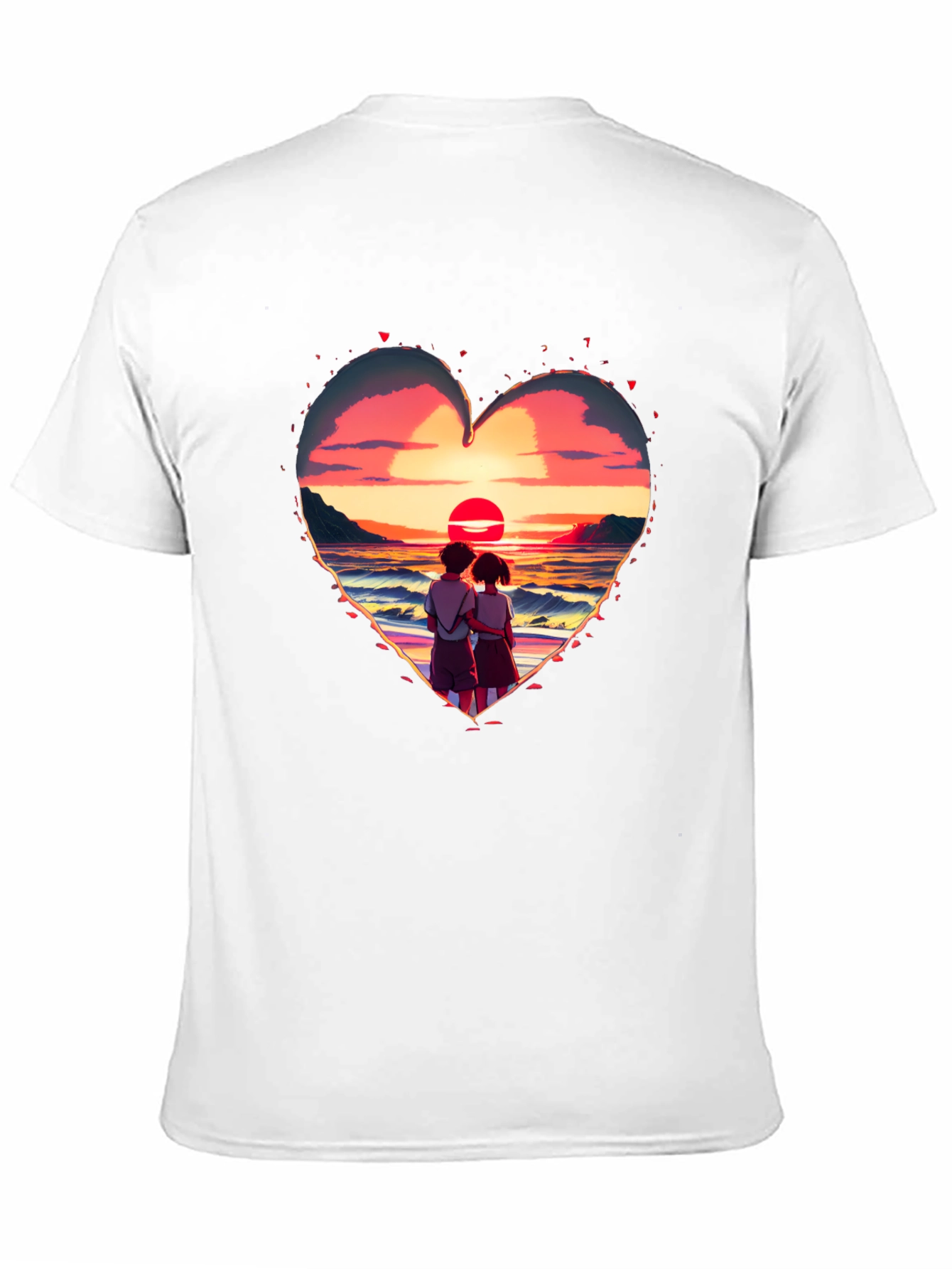Black Sunset Lovers Heart Graphic Tee - Romantic Style view 11