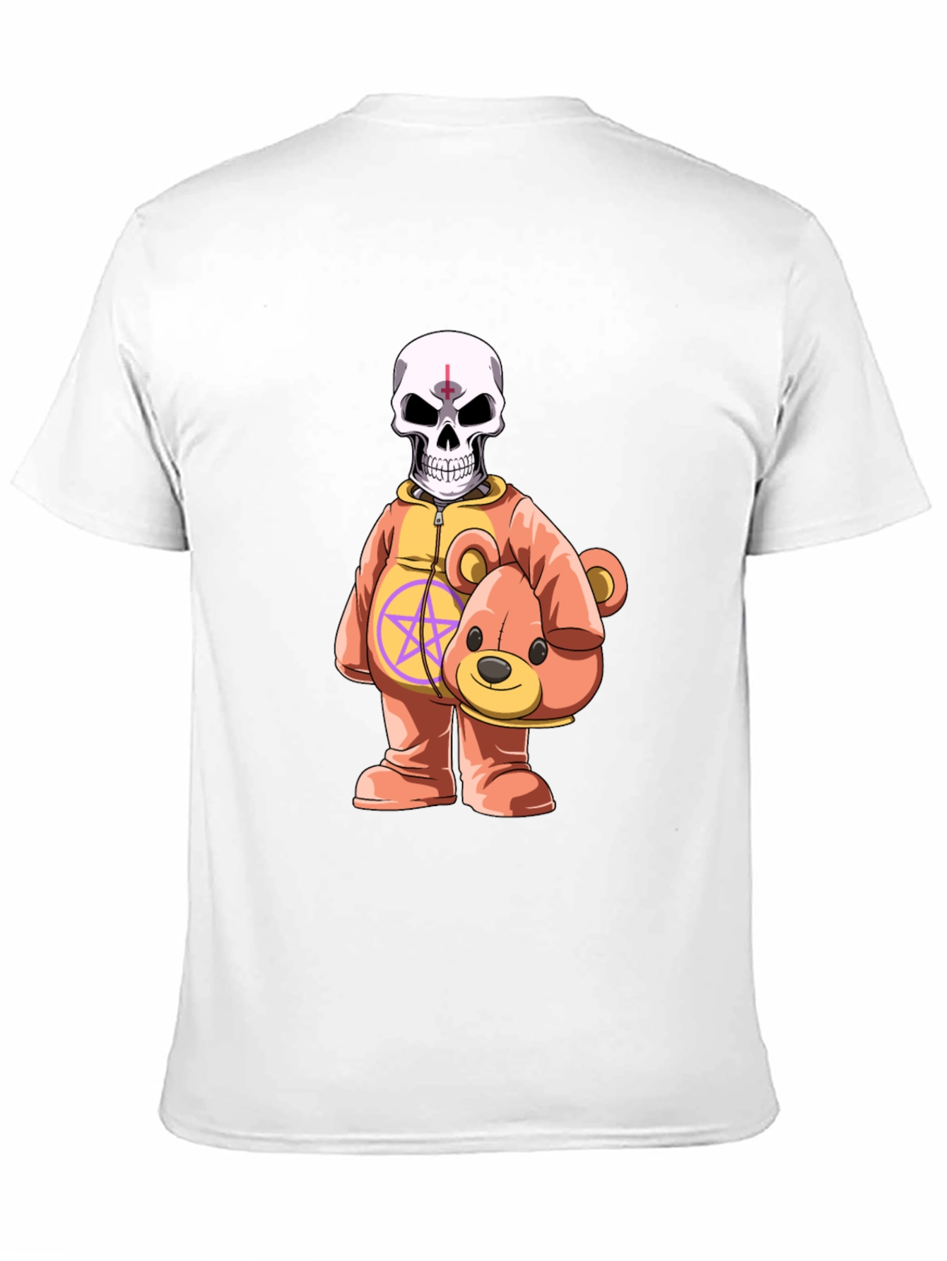 Black Skull Teddy Bear Graphic Tee - Edgy Novelty Shirt view 11