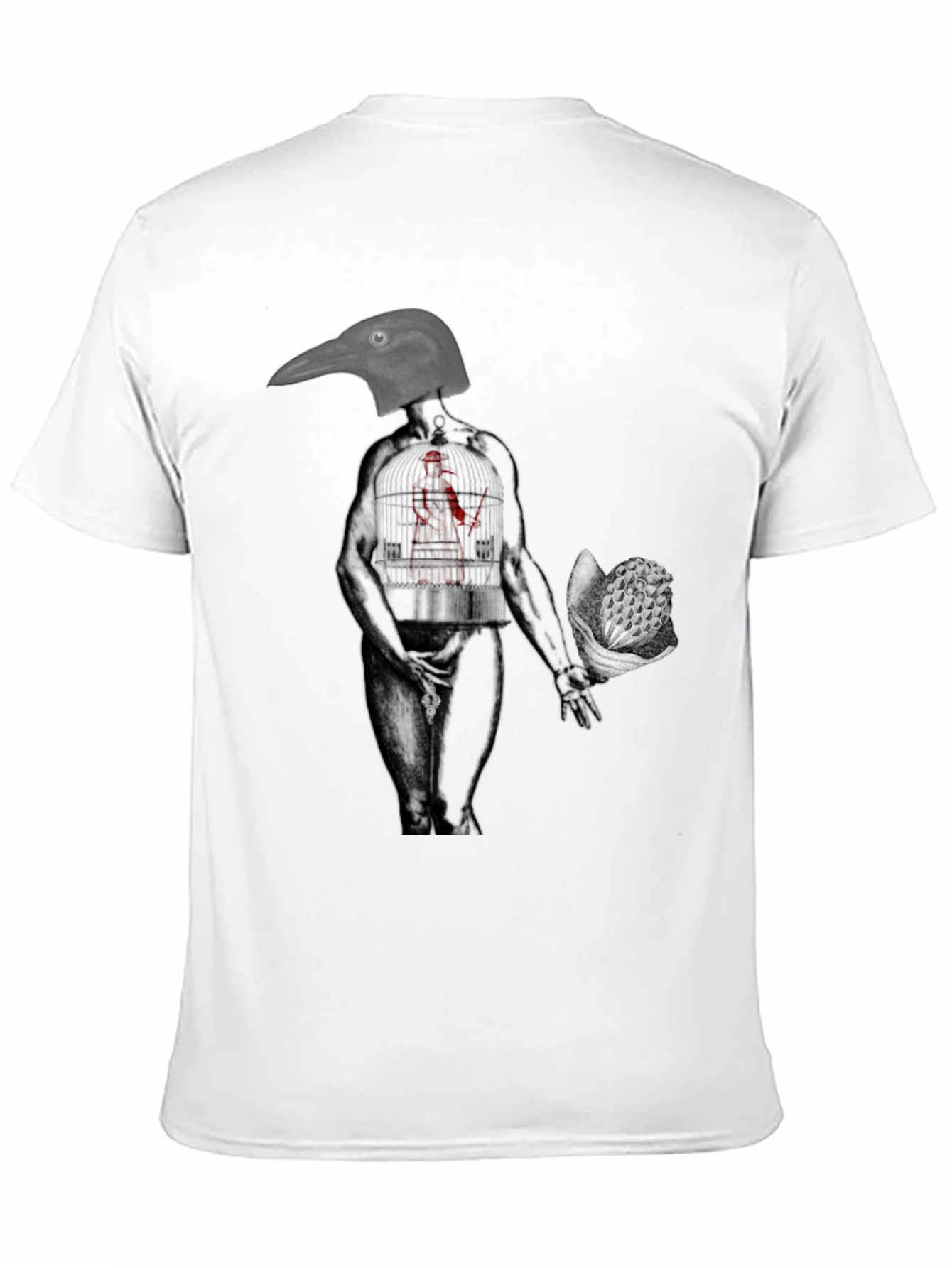 Black Raven Head Anatomical Human Graphic Tee view 11