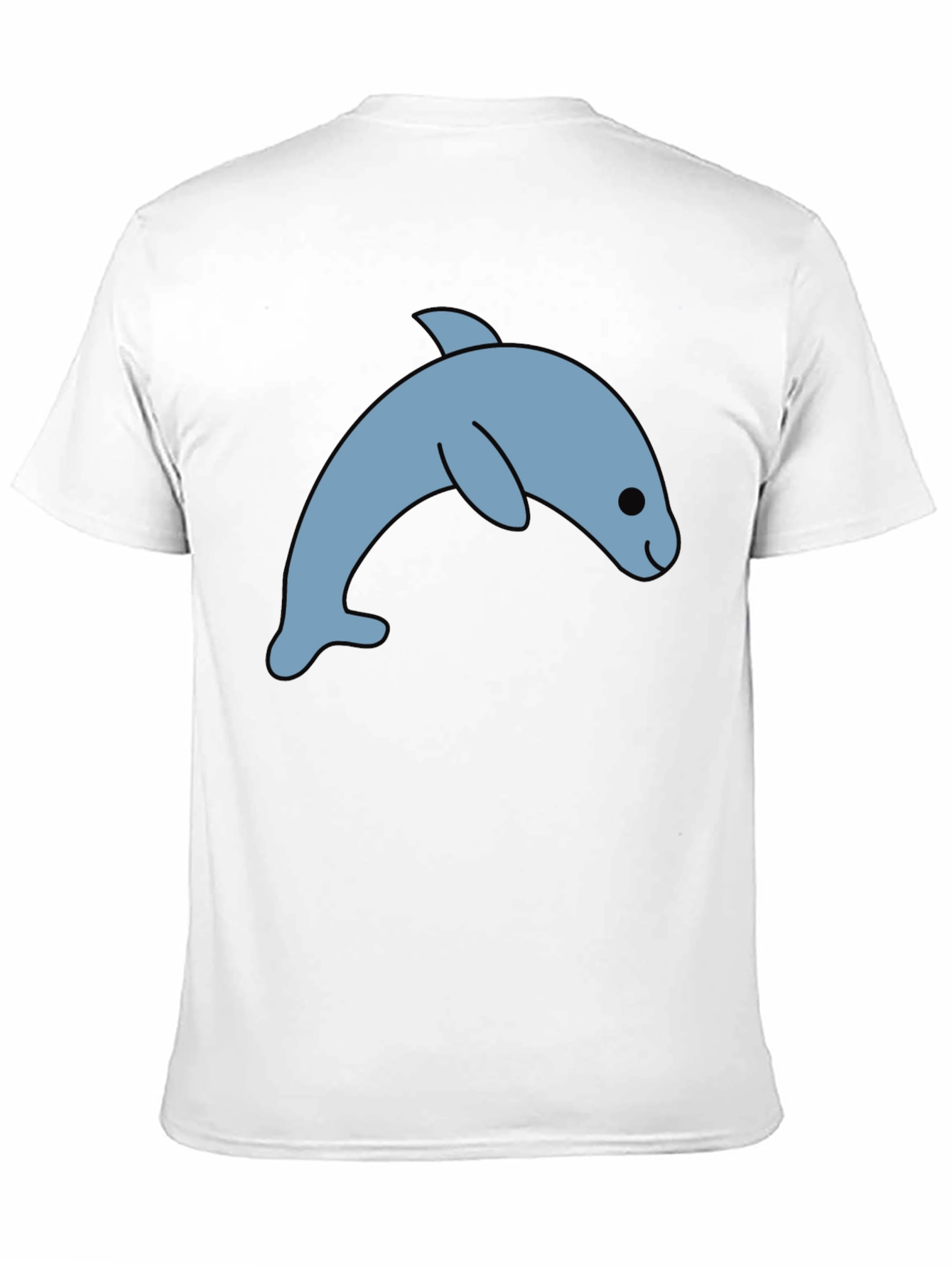 Black Cute Dolphin Graphic Tee - Black Cotton T-Shirt view 11