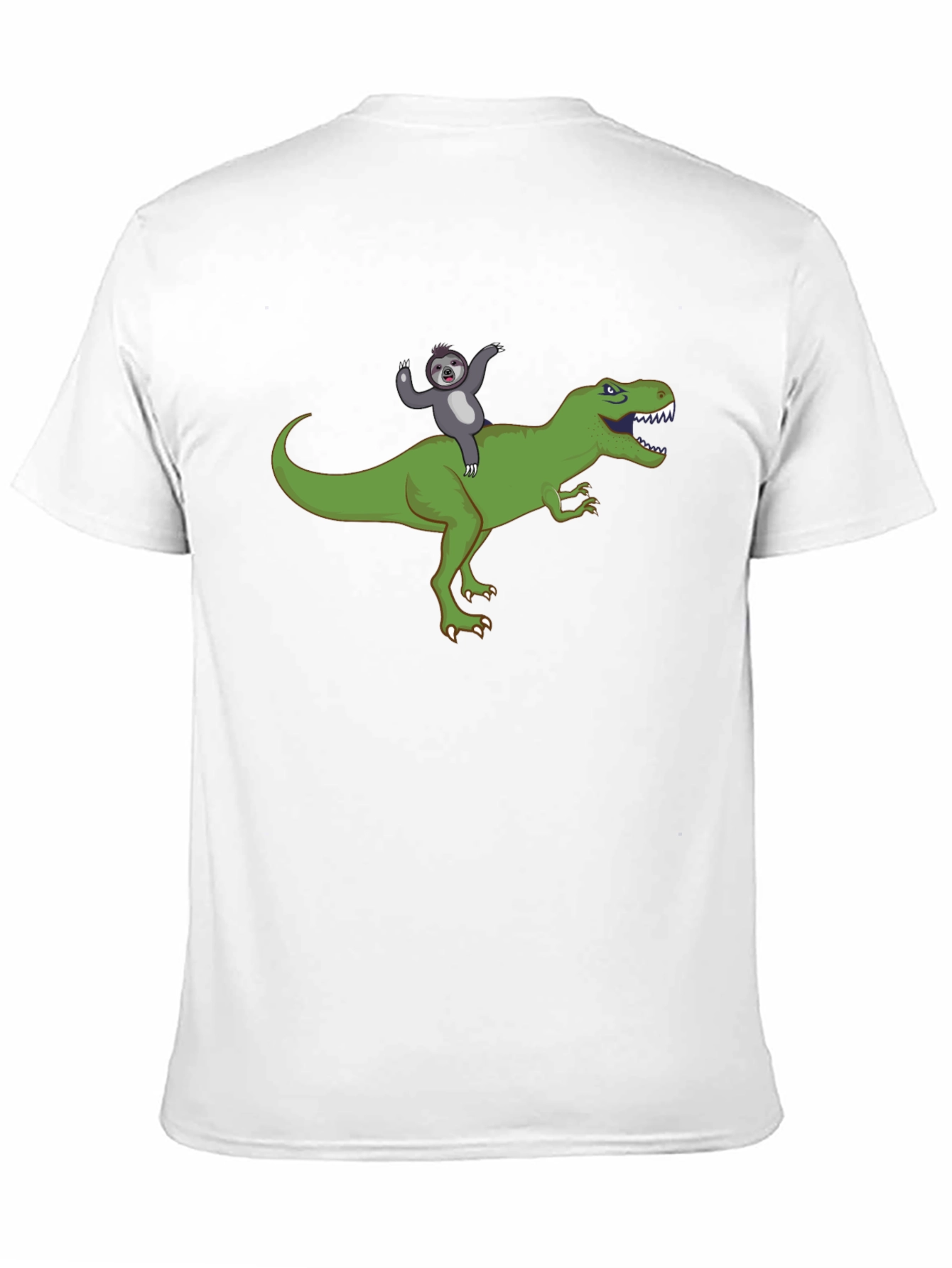 Black Sloth Riding T-Rex Funny Graphic T-Shirt view 11