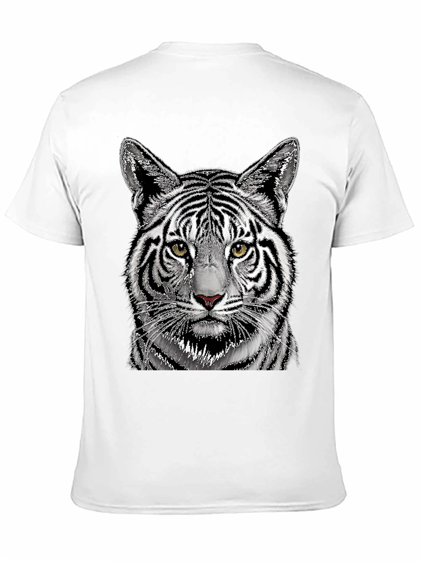Black White Tiger Graphic Print Black T-Shirt view 11