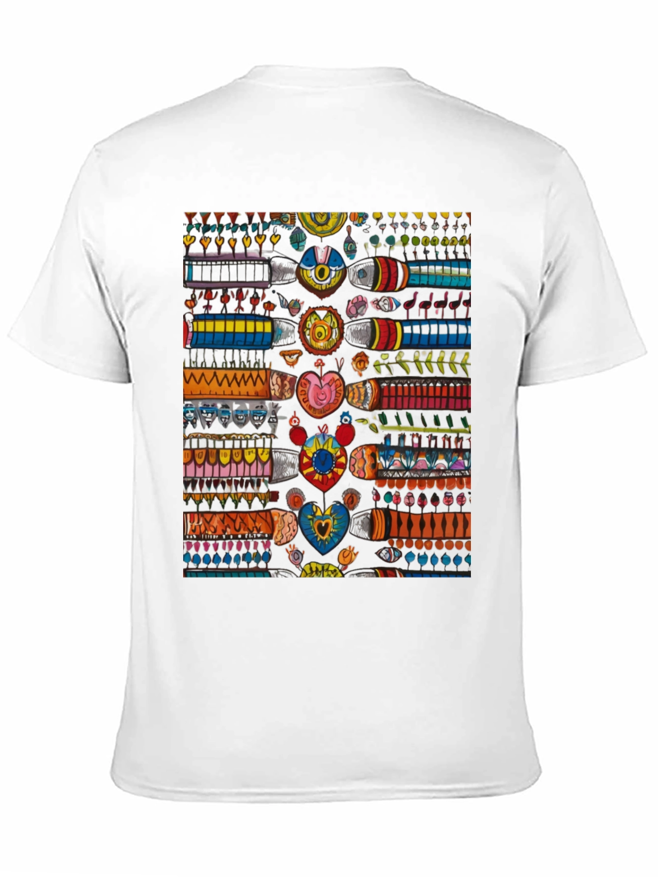 Black Colorful Abstract Pattern Black T-Shirt view 11