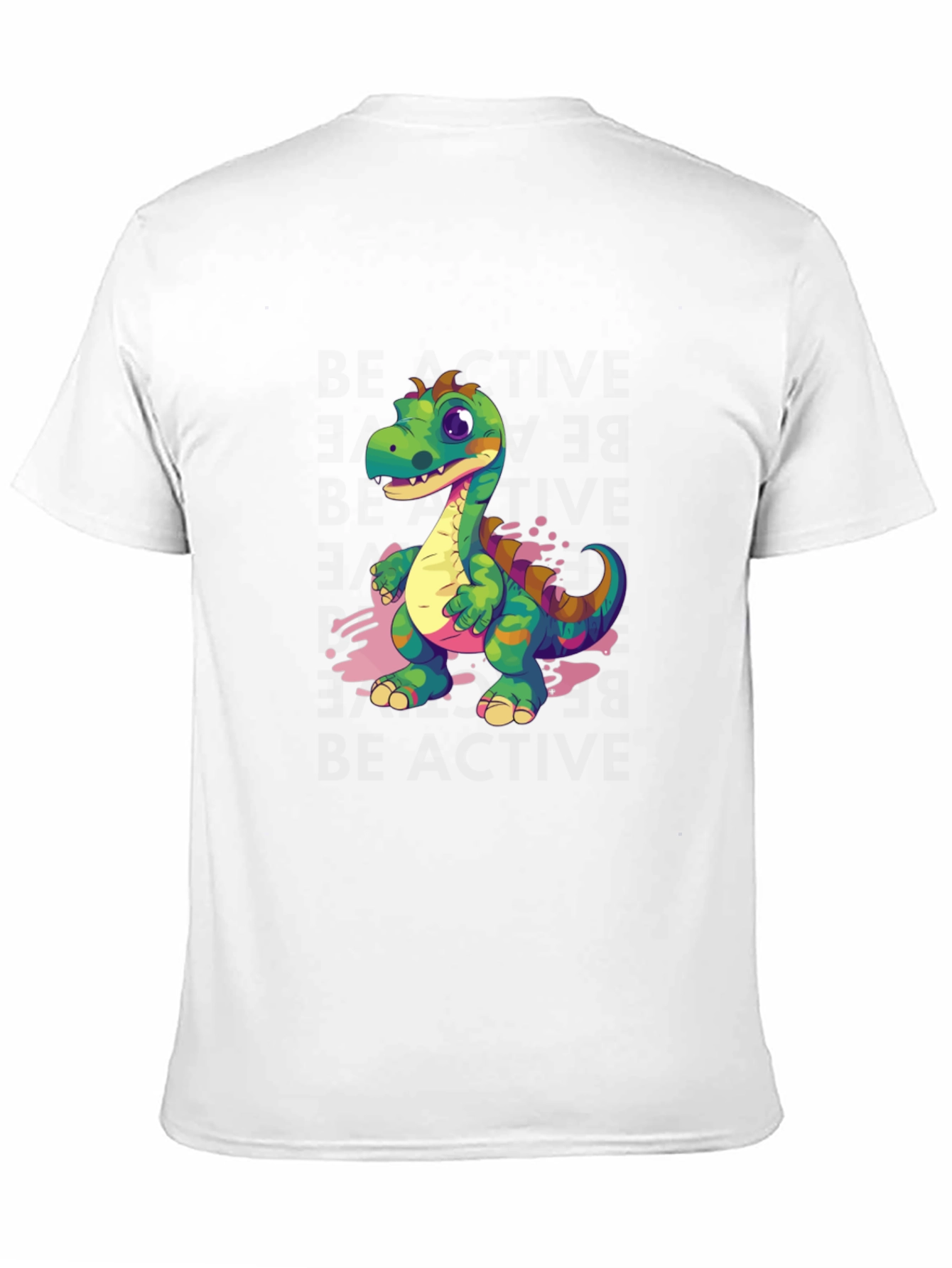 Black Cartoon Dinosaur Graphic Tee - Black view 11