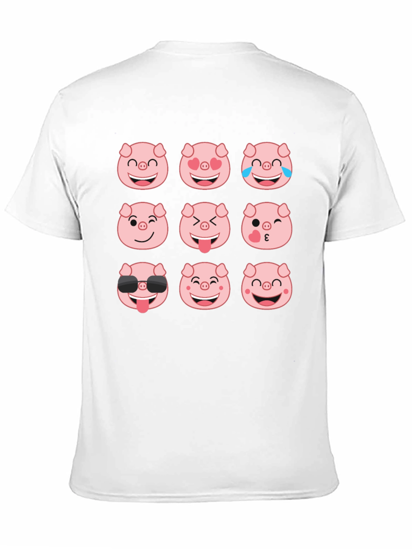 Black Pig Emoji T-Shirt - Black Cotton Crew Neck Tee view 11