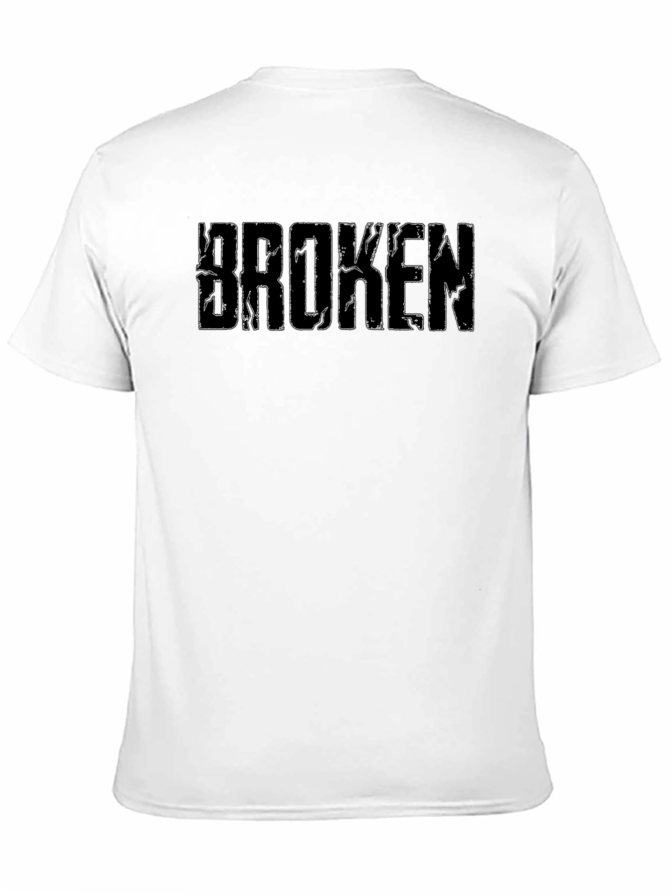 Black Broken Text Graphic T-Shirt Casual Wear view 11