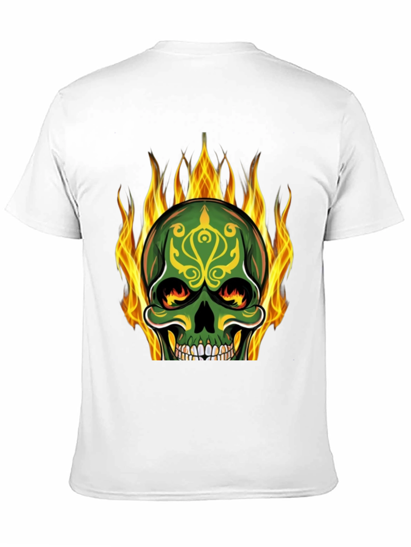 Black Flaming Skull Graphic Tee - Black Cotton T-Shirt view 11