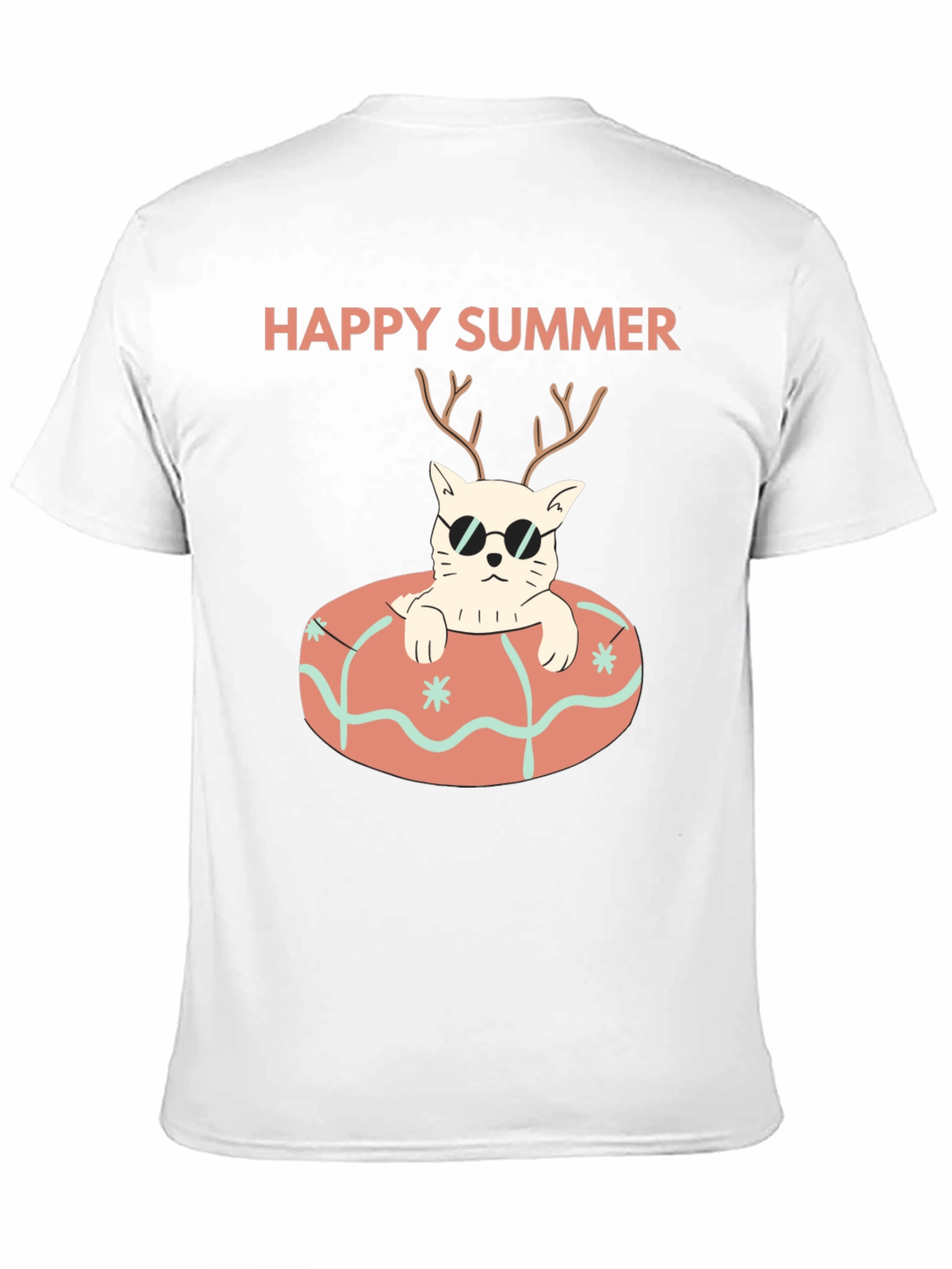 Black Happy Summer Cat T-Shirt - Black Graphic Tee view 11