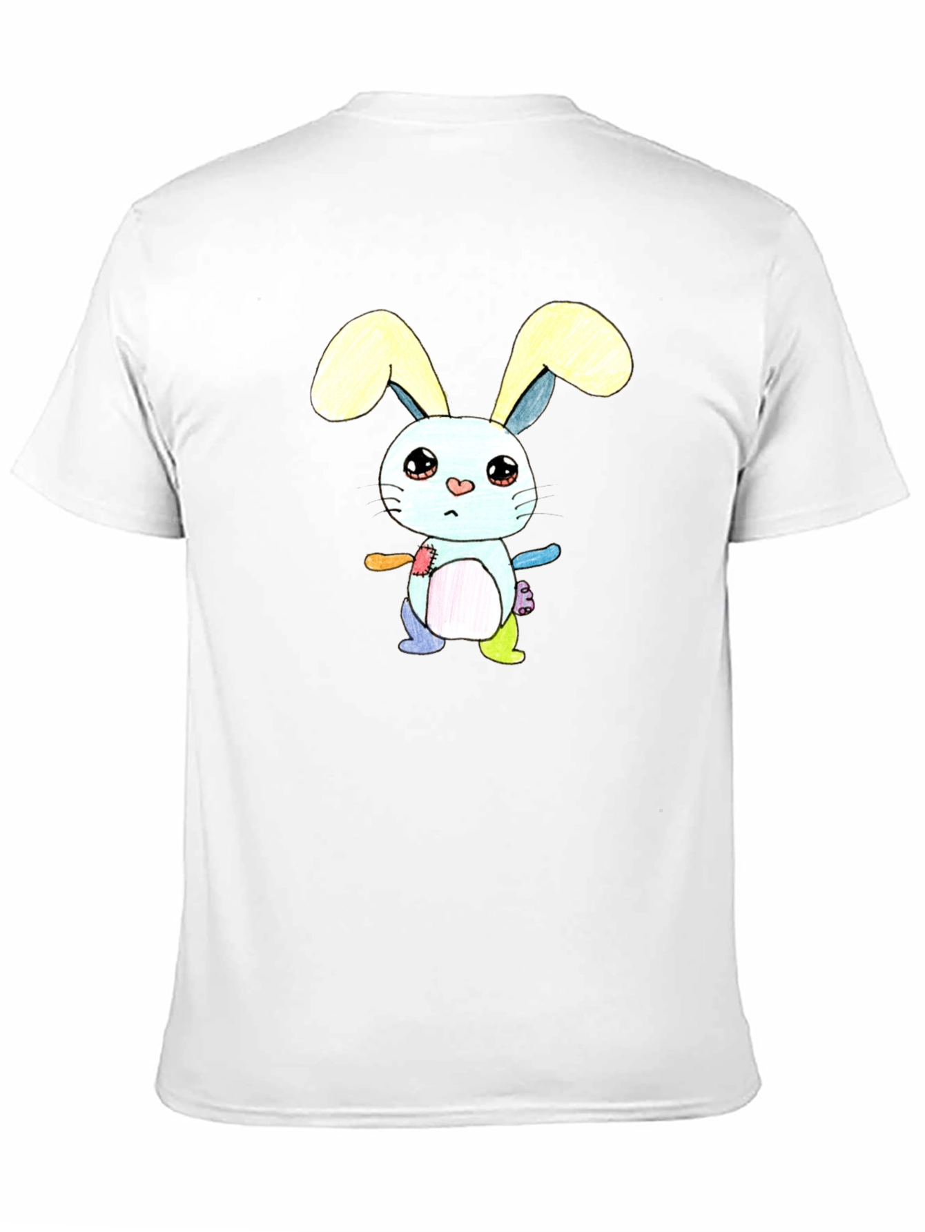 Black Cute Cartoon Bunny T-Shirt - Unisex Black Tee view 11