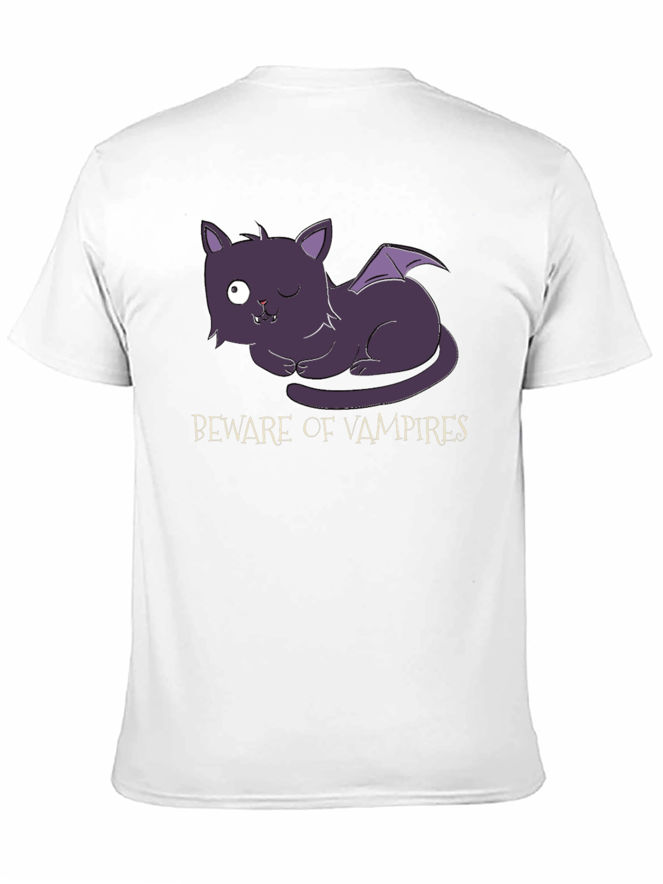 Black Beware of Vampires Cat T-Shirt - Halloween view 11