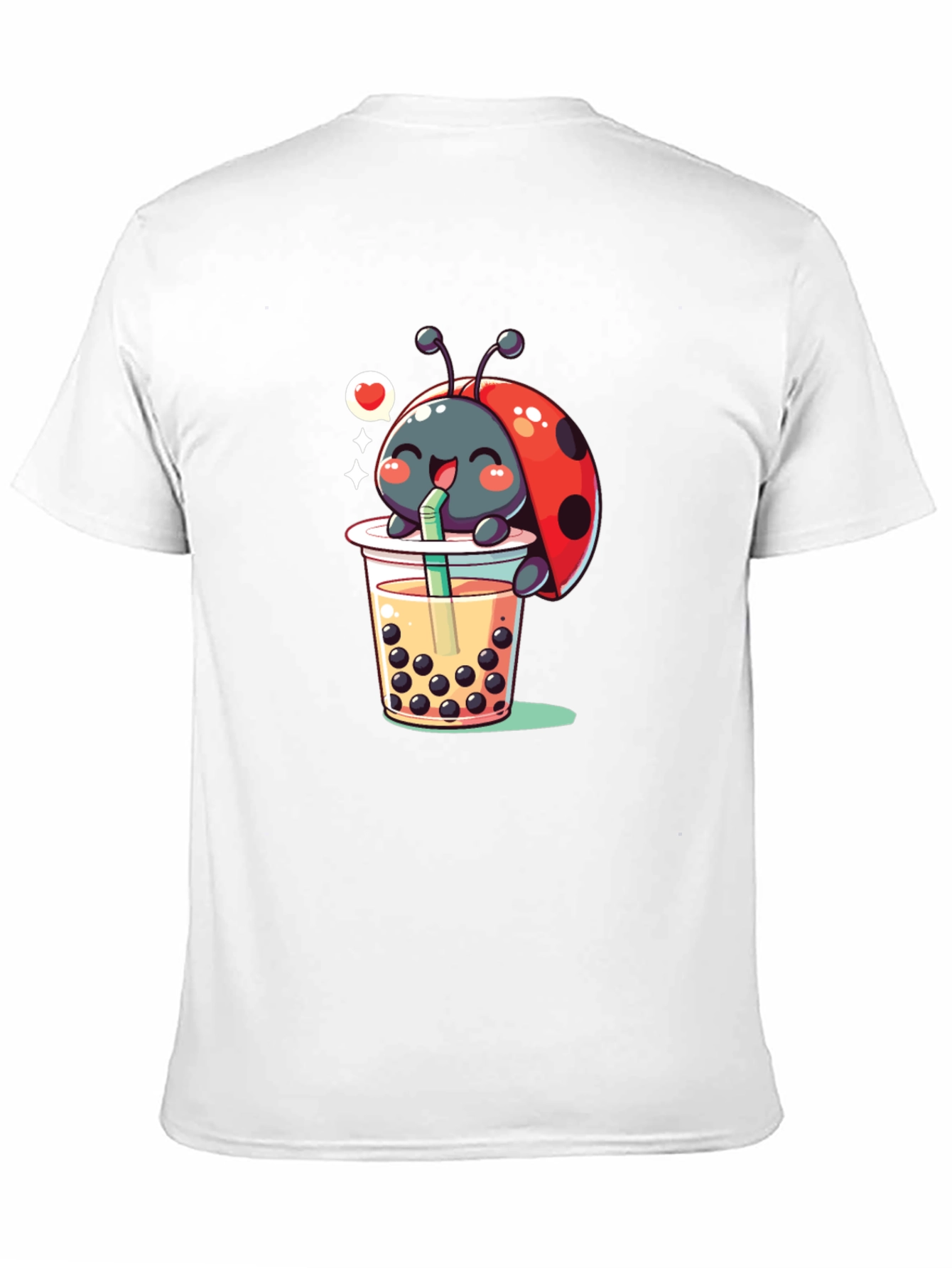 Black Ladybug Boba Tea Graphic Tee - Black Cotton T-Shirt view 11
