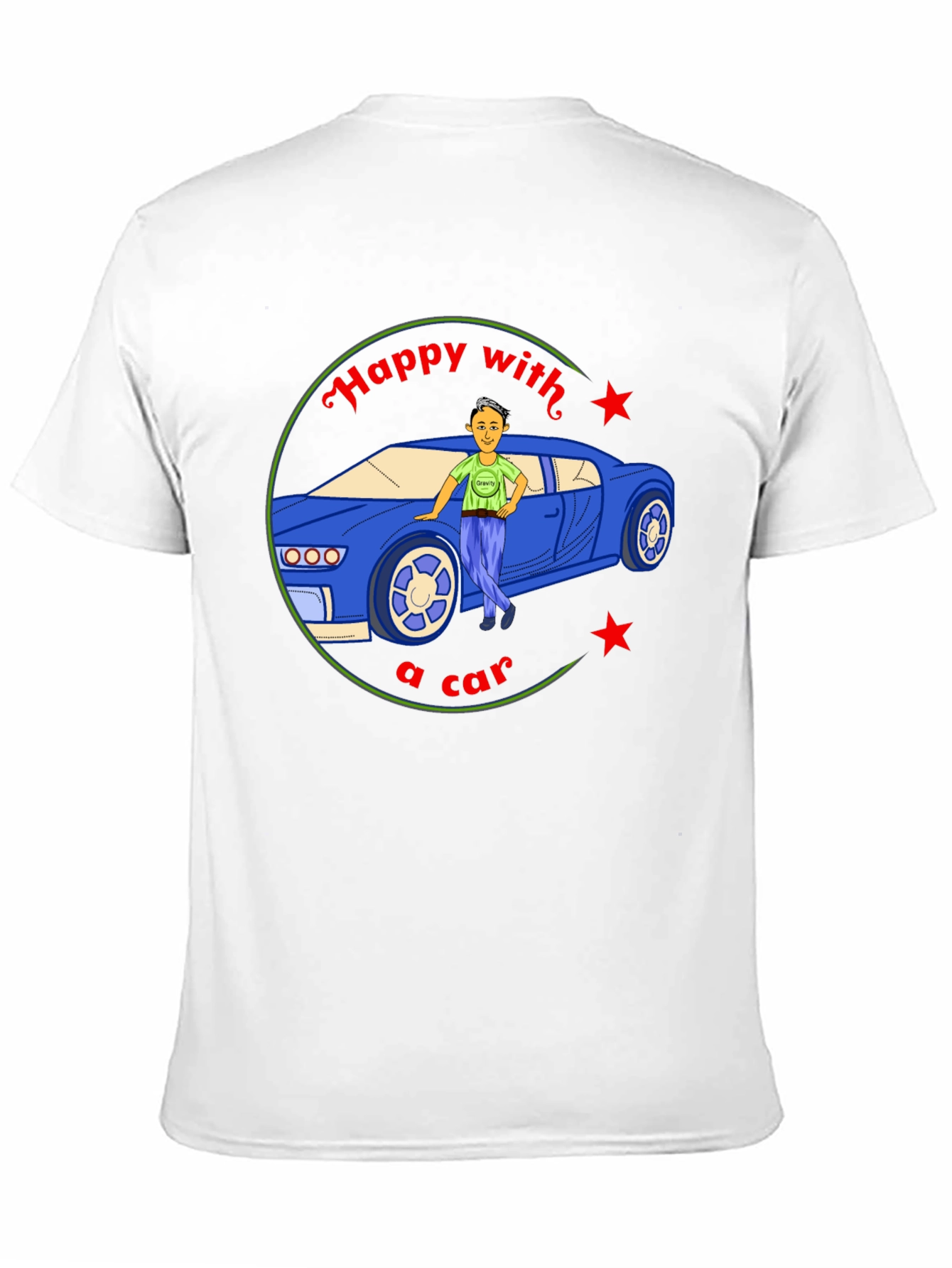 Black Happy with a Car Graphic Tee - Black Cotton view 11