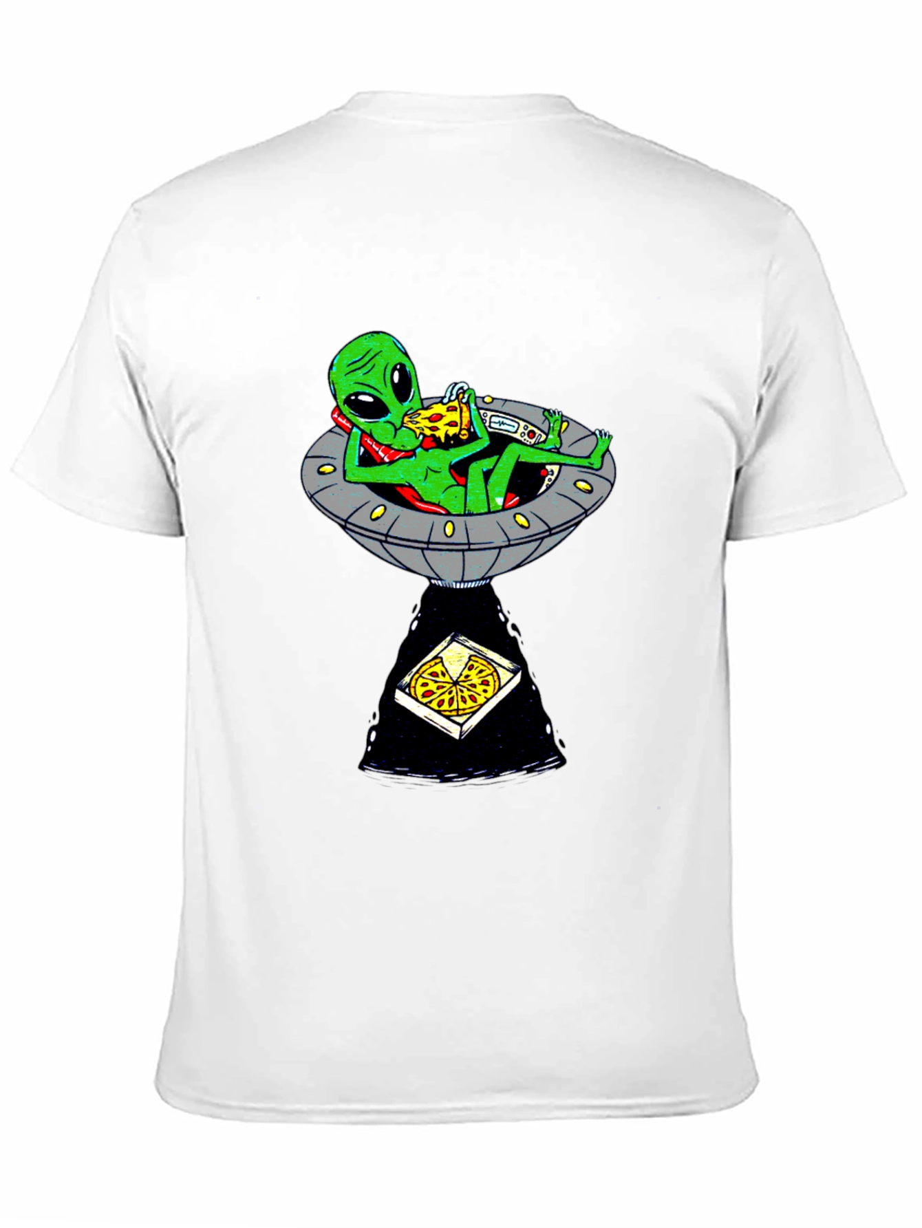 Black Alien Pizza UFO Graphic Tee - Black Cotton T-Shirt view 11