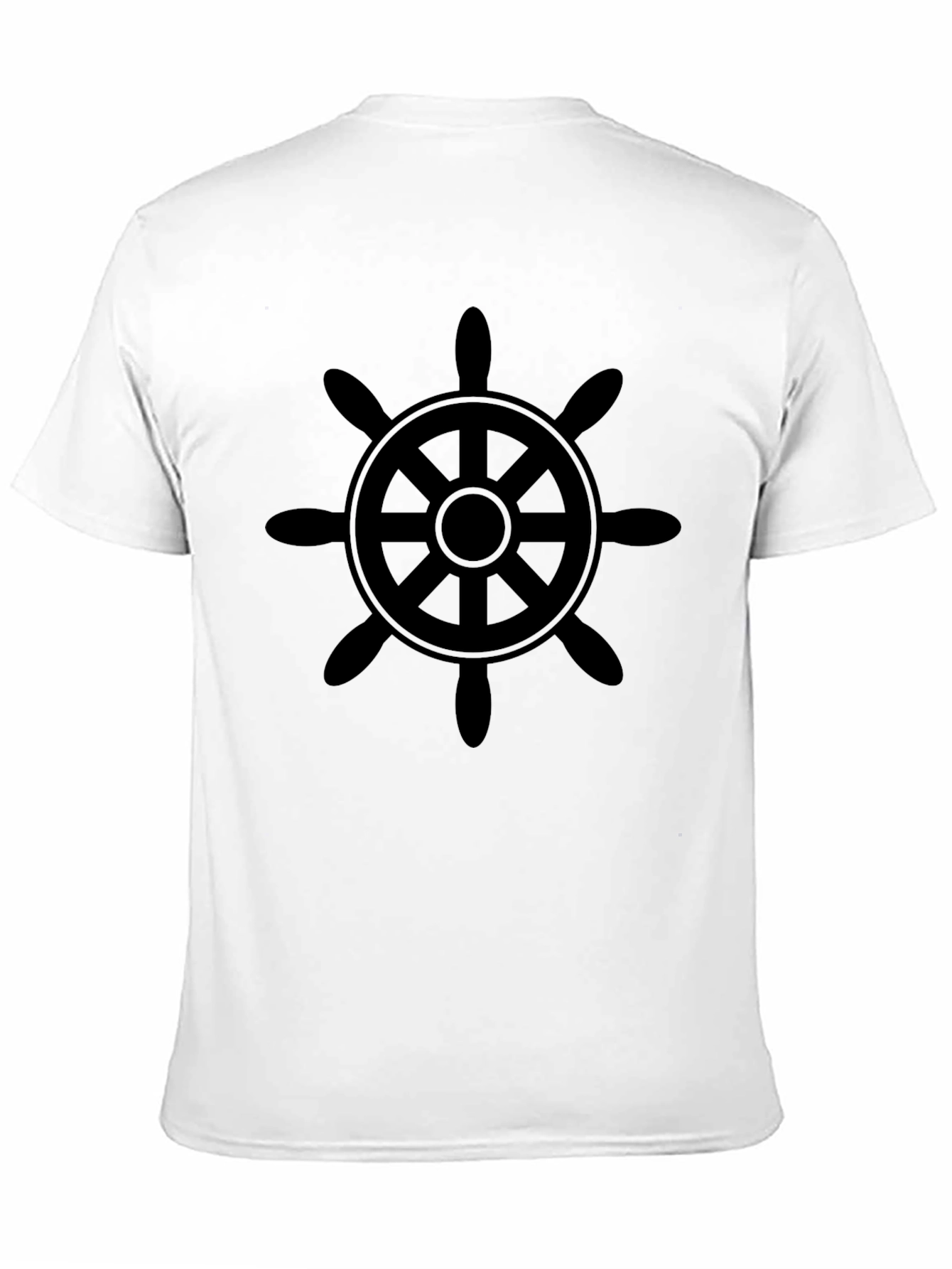Black Nautical Wheel Graphic Tee - Classic Black Cotton T-Shirt view 11