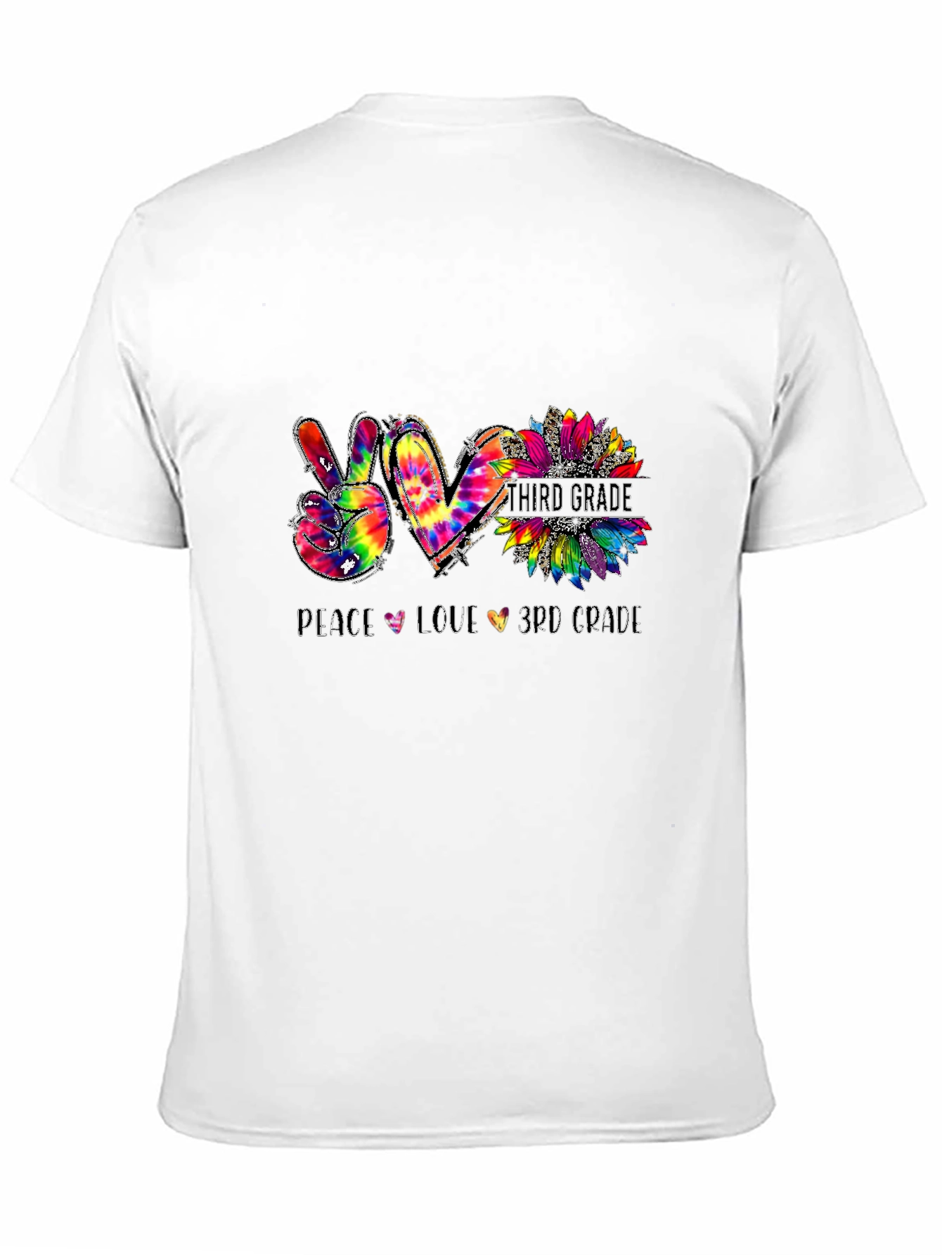 Black Peace Love 3rd Grade Tie-Dye T-Shirt view 11