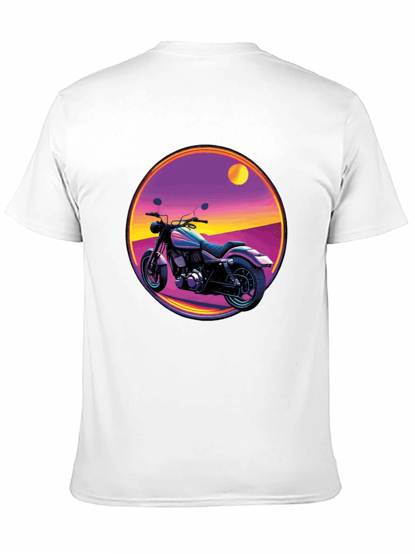 Black Retro Motorcycle Graphic Tee - Black Cotton T-Shirt view 11