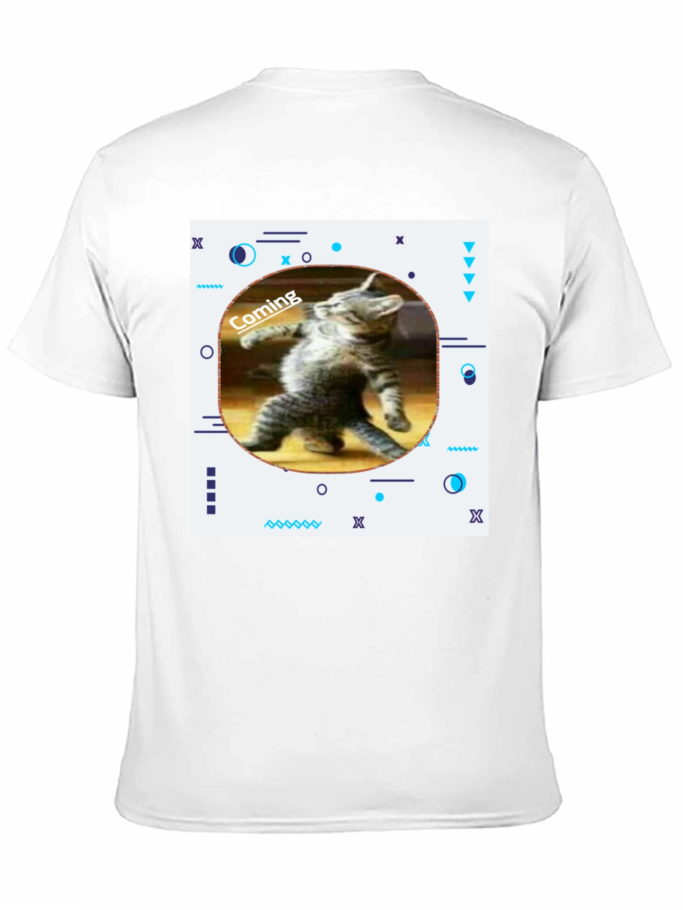 Black Funny Cat Coming T-Shirt - Black view 11