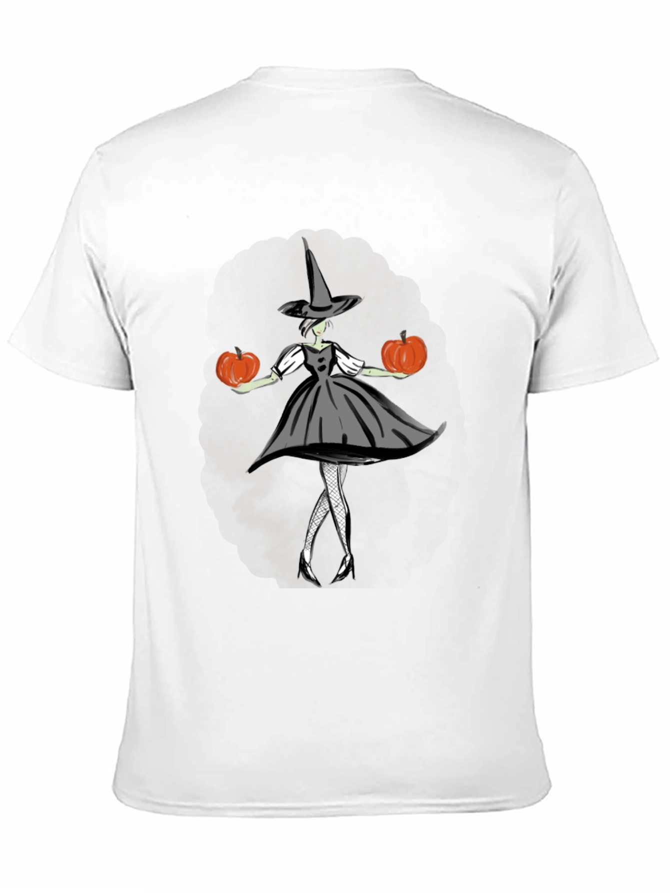 Black Halloween Witch T-Shirt - Pumpkin Design view 11