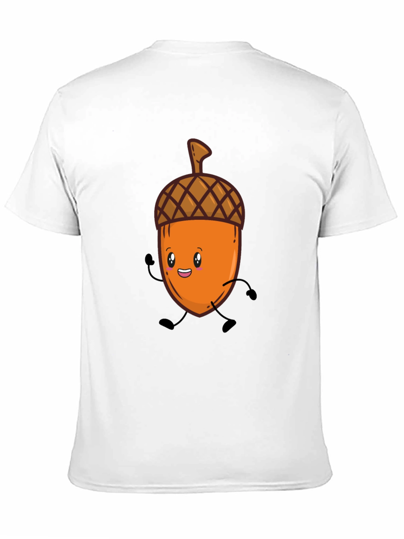 Black Cute Cartoon Acorn T-Shirt - Black, Unisex view 11
