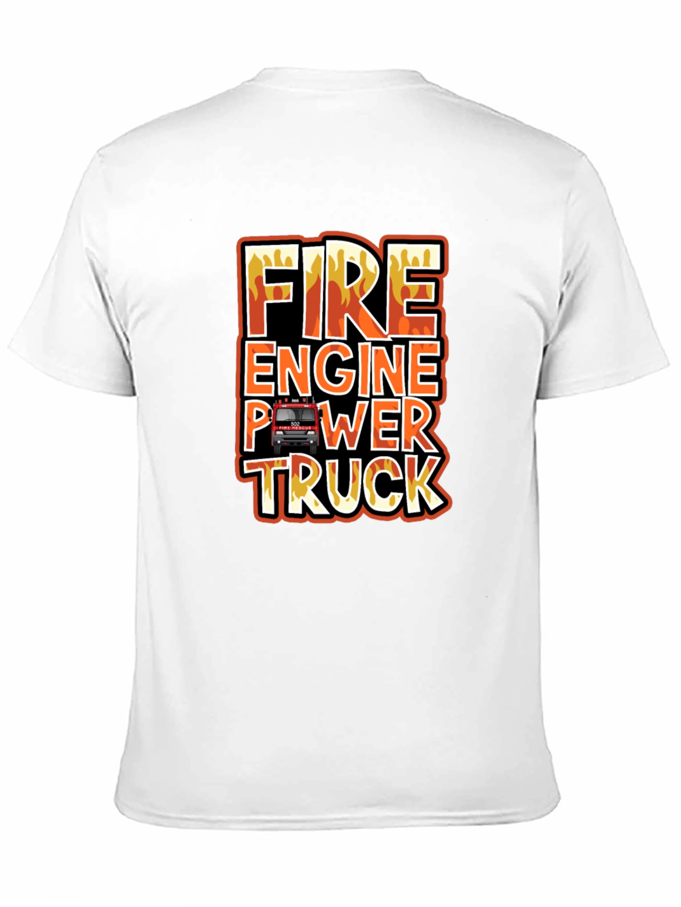 Black Fire Engine Power Truck Graphic T-Shirt view 11