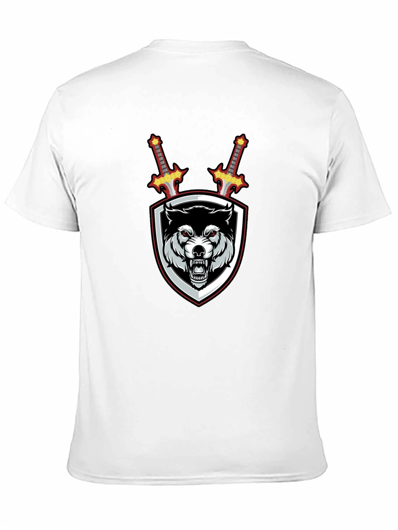 Black Wolf Crest Sword Graphic T-Shirt - Black view 11