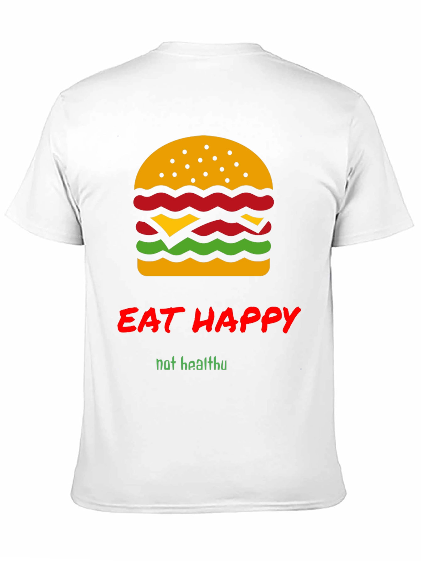 Black Eat Happy Burger Graphic Tee - Black Crew Neck T-Shirt view 11