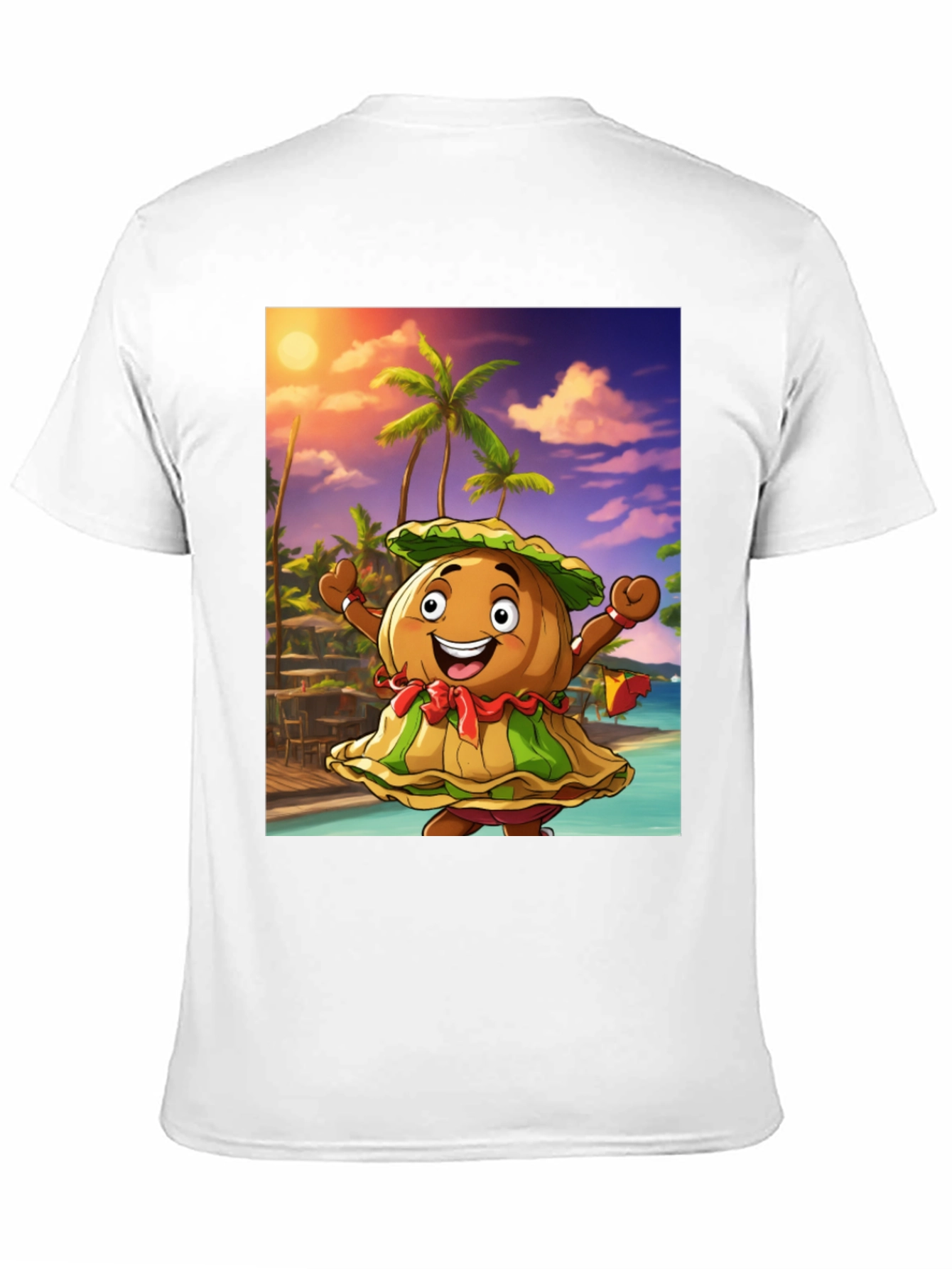 Black Tropical Cartoon Print Black T-Shirt view 11