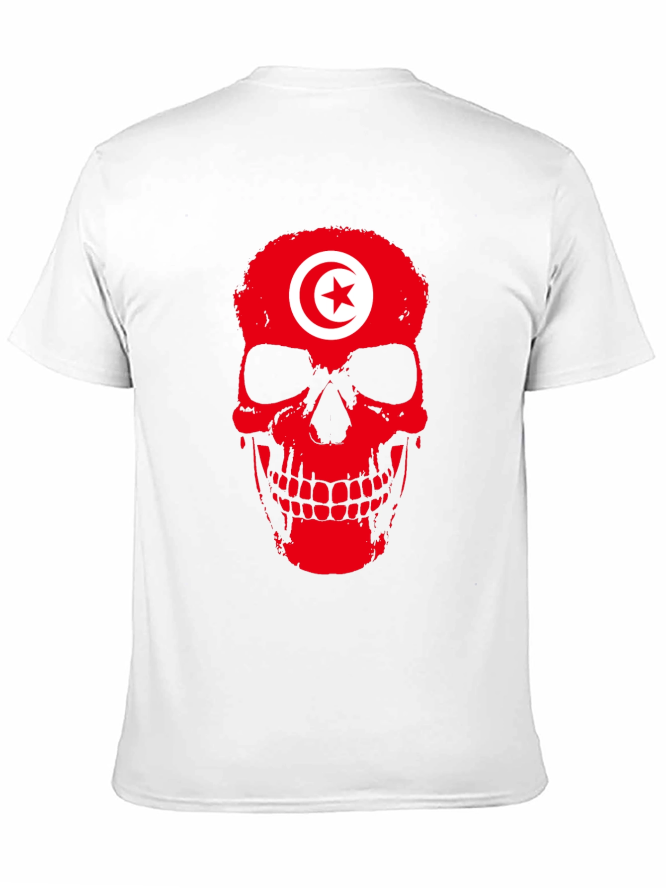 Tunisia Flag Skull Graphic Black T-Shirt - 11