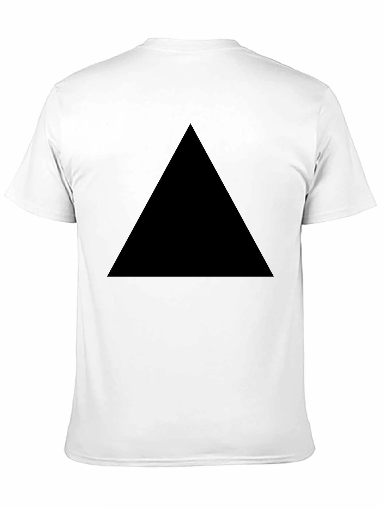 Black Mens Black T-Shirt with Geometric Triangle Design view 11