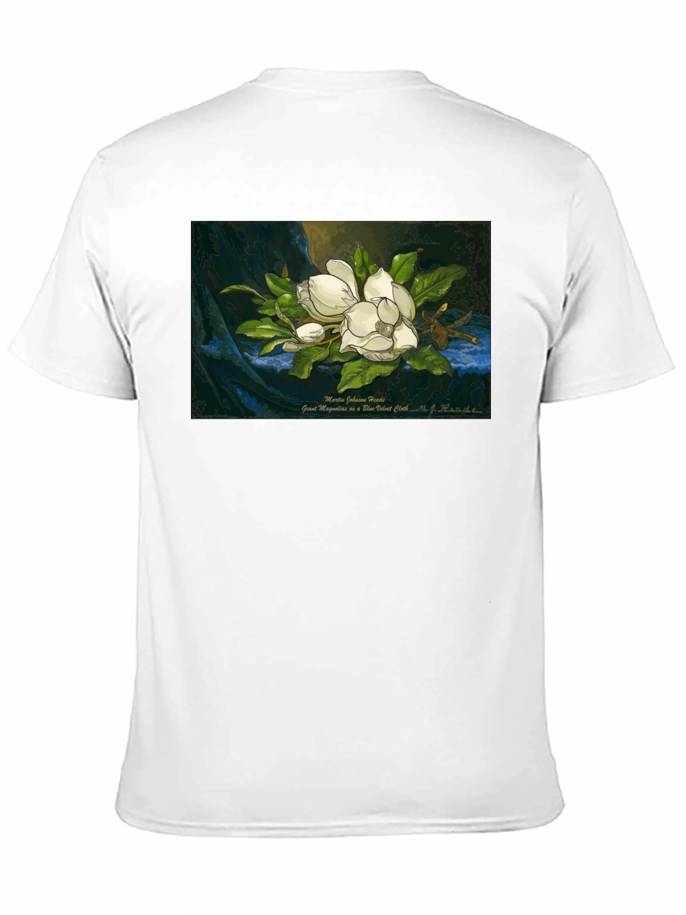 Black Magnolia Art Print T-Shirt - Elegant Floral Design view 11