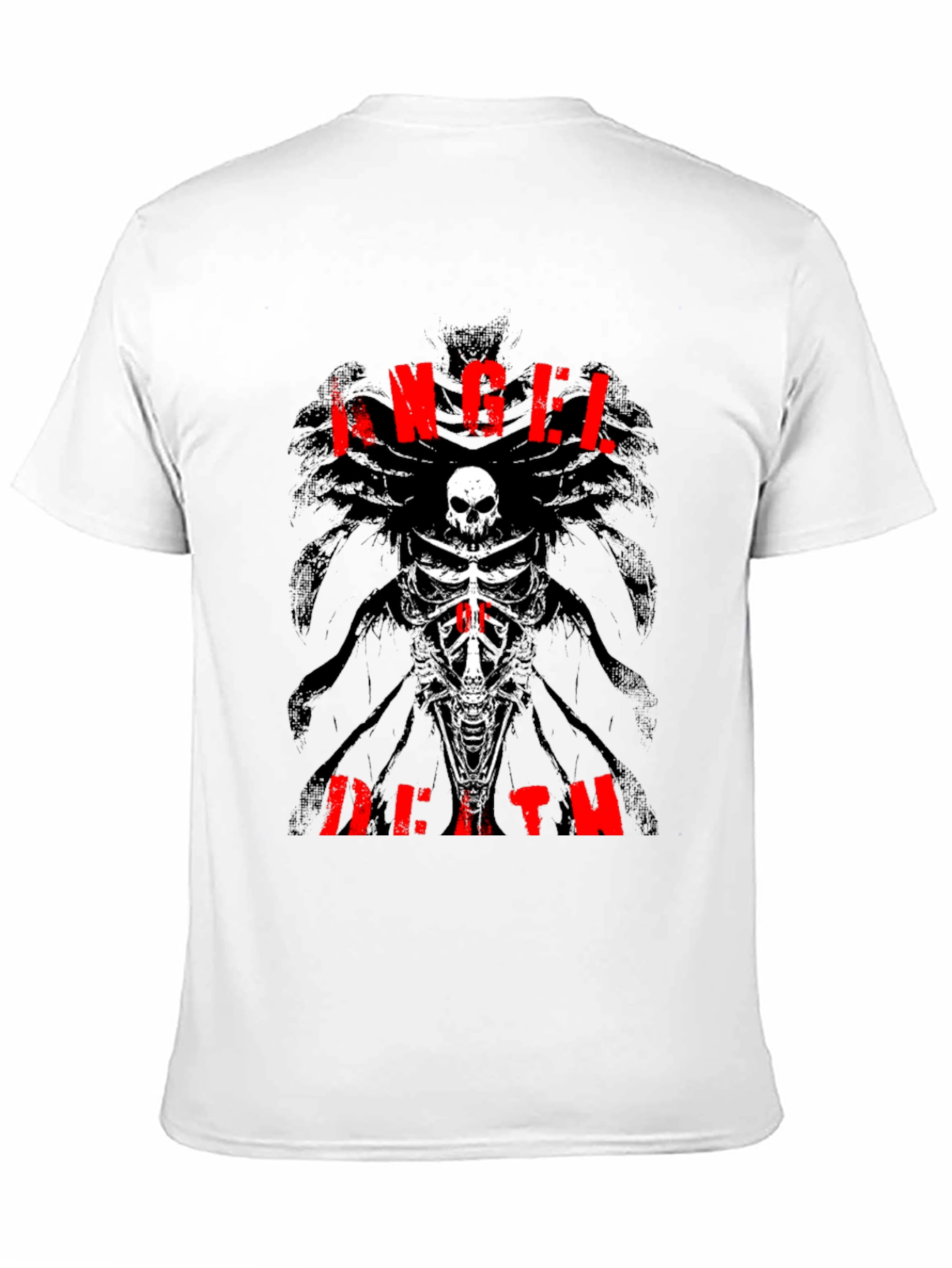 Black Angel Death Graphic T-Shirt - Skull & Bones Design view 11