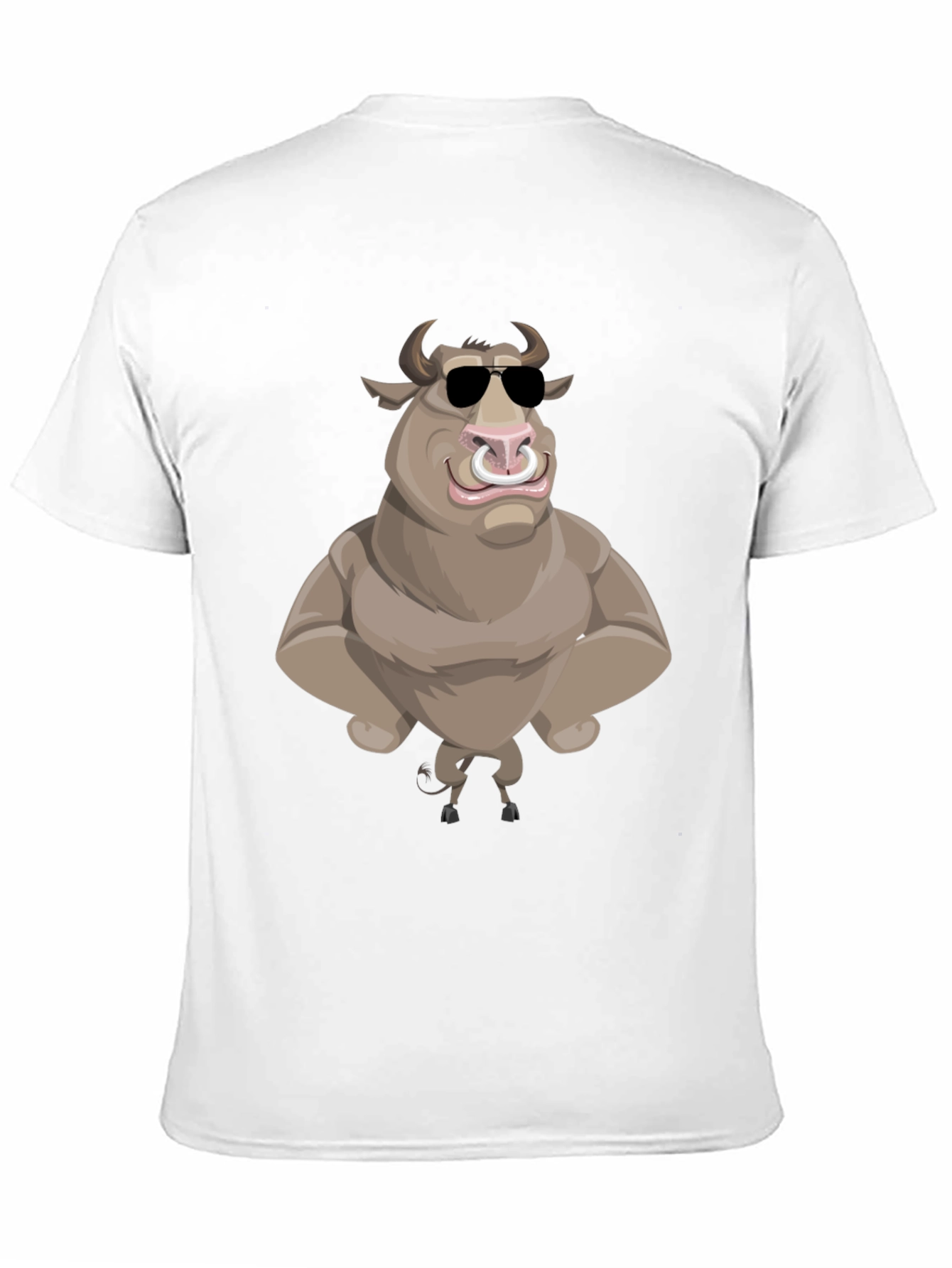 Black Cool Cartoon Bull Graphic Tee - Black view 11