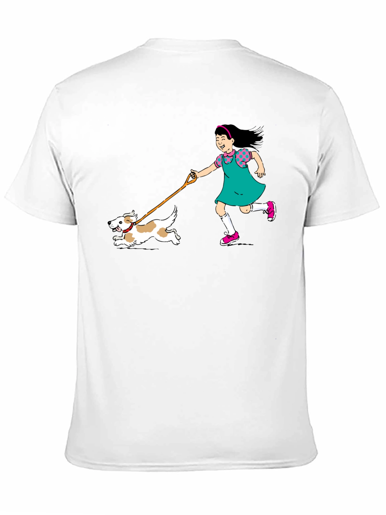 Black Girl Walking Dog Graphic Tee - Unisex Black T-Shirt view 11