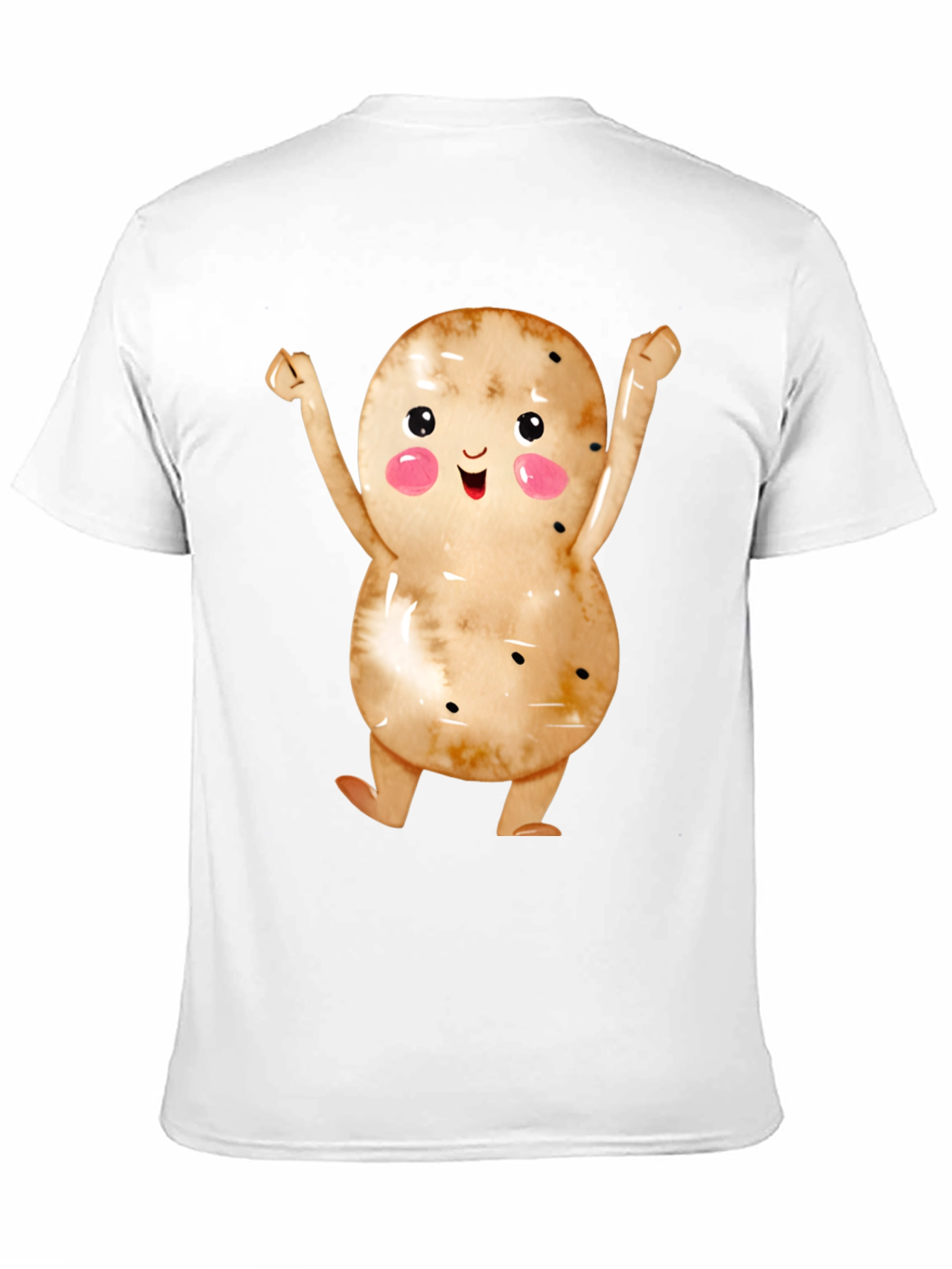 Black Happy Potato Graphic Tee - Black Unisex T-Shirt view 11