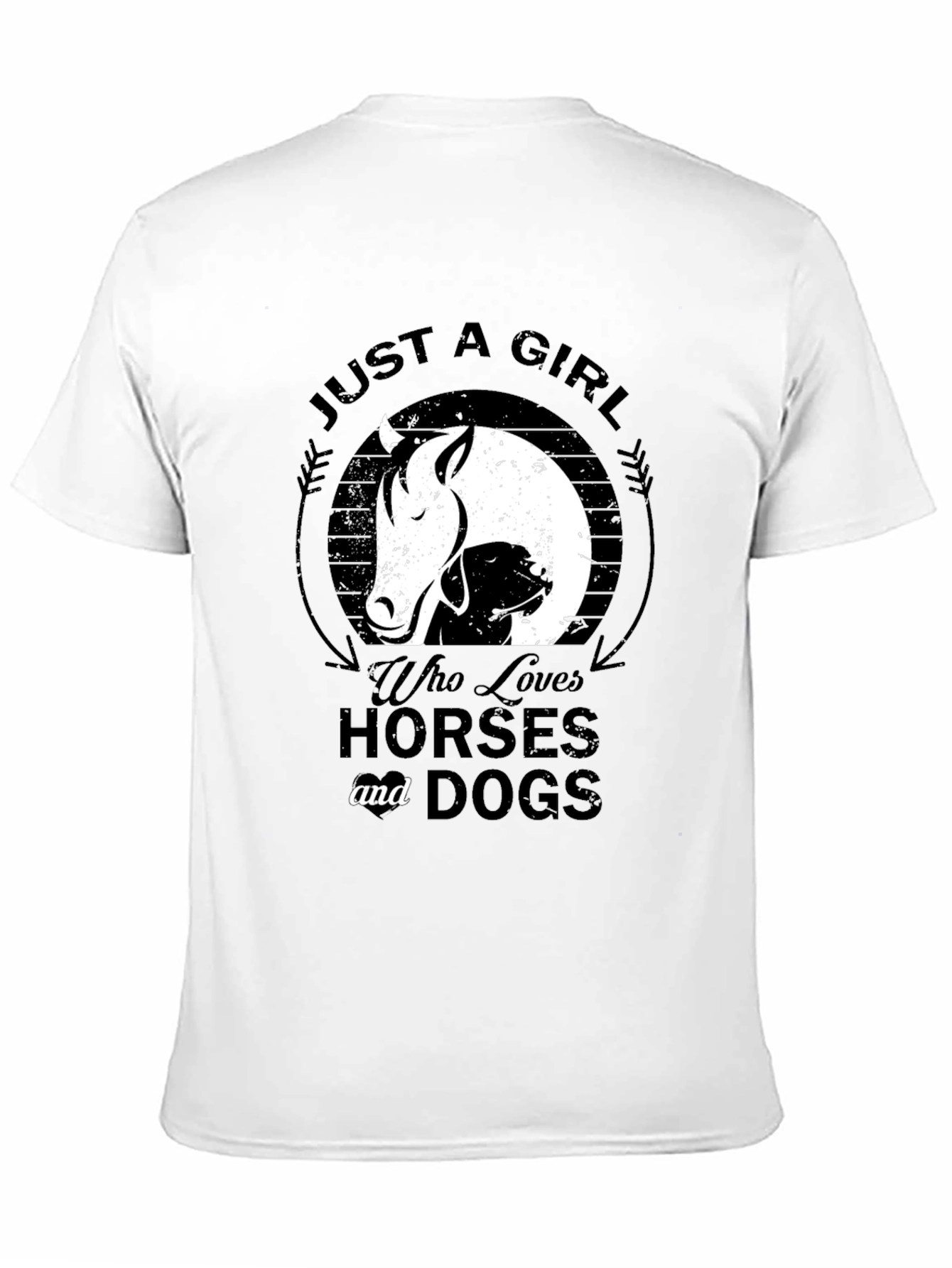 Black Just a Girl Who Loves Horses & Dogs Black T-Shirt view 11