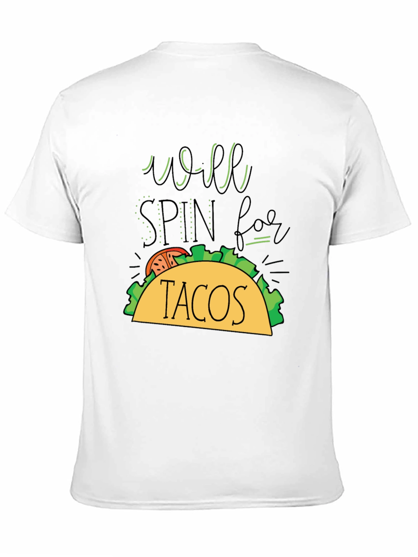 Black Taco Lover's T-Shirt - Will Spin For Tacos Graphic Tee view 11