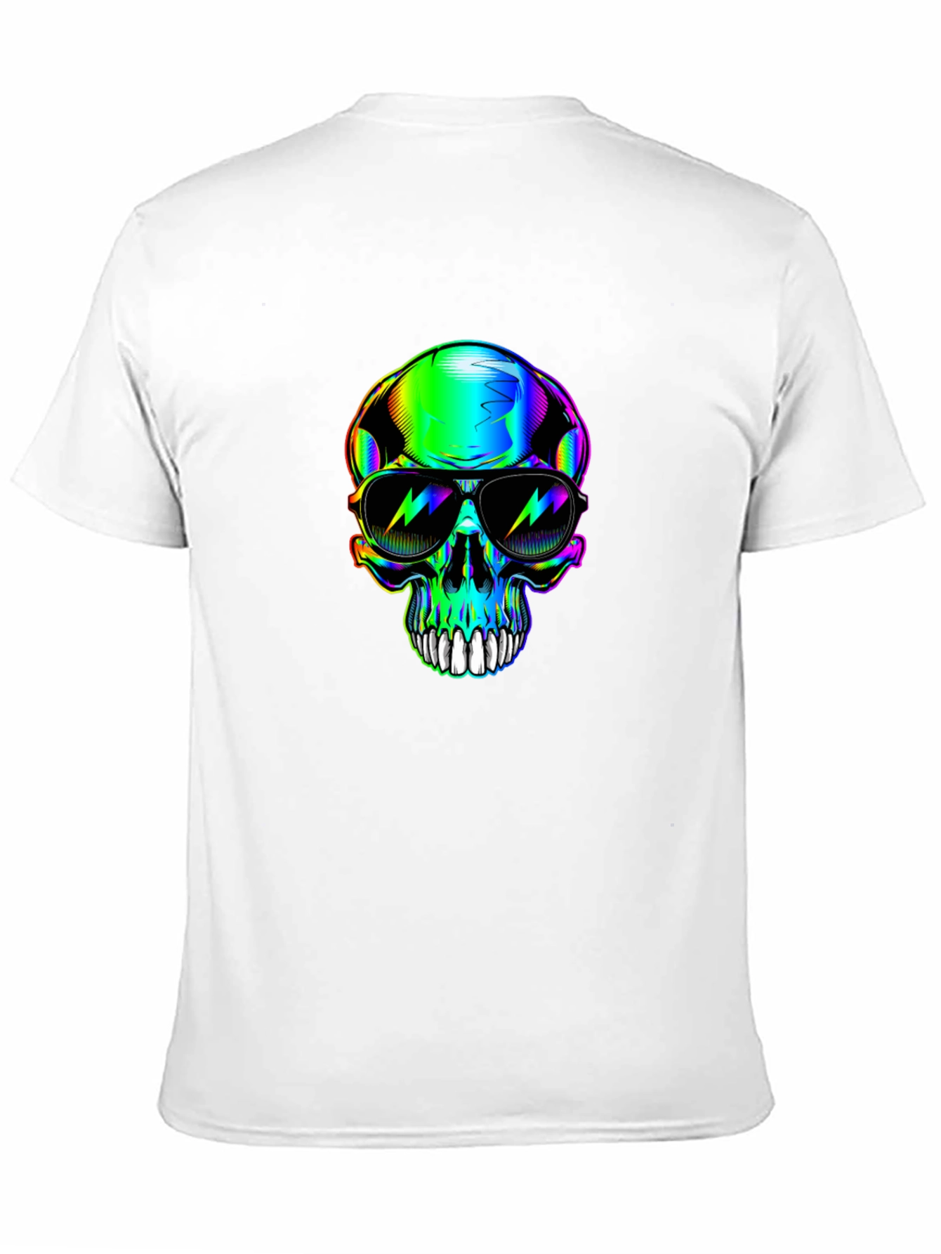 Black Rainbow Skull Sunglasses Graphic Black T-Shirt view 11