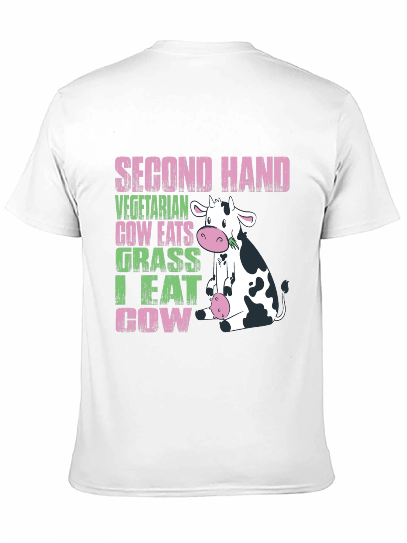 Black Second Hand Cow T-Shirt - Vegetarian & Meat Eater Humor view 11