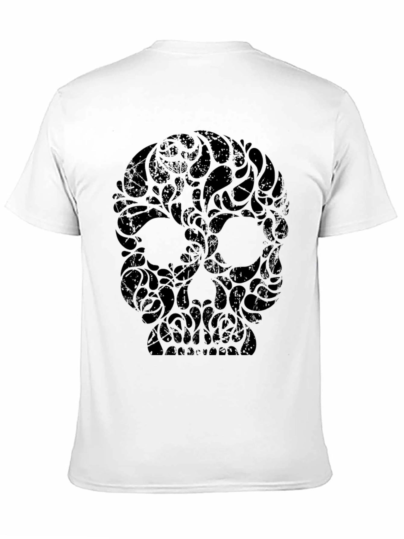 Black Dark Floral Skull Graphic Tee - Men's view 11