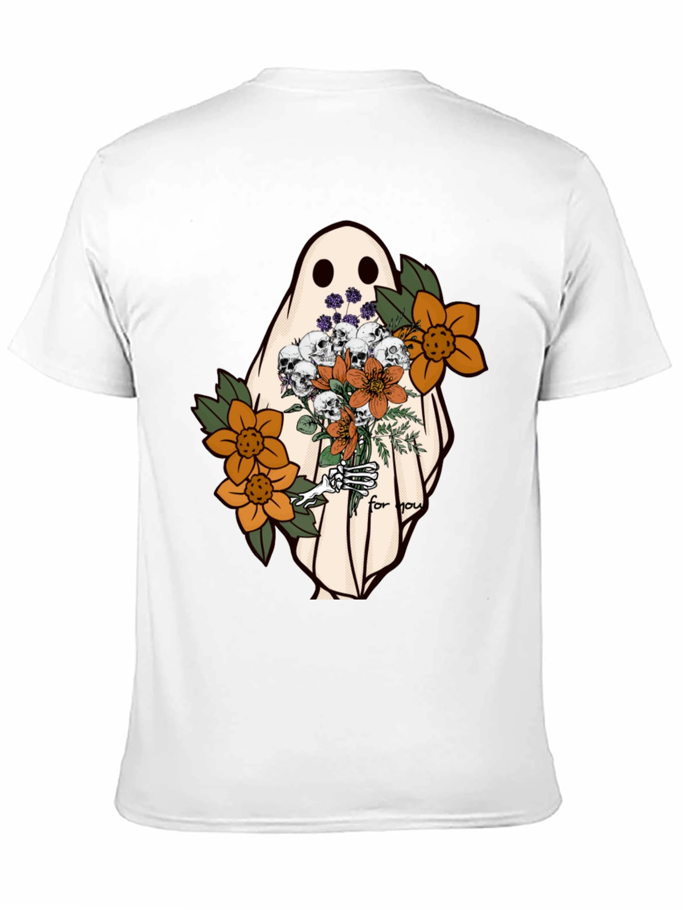 Black Ghost with Flowers Graphic Tee - Unisex Soft Cotton view 11