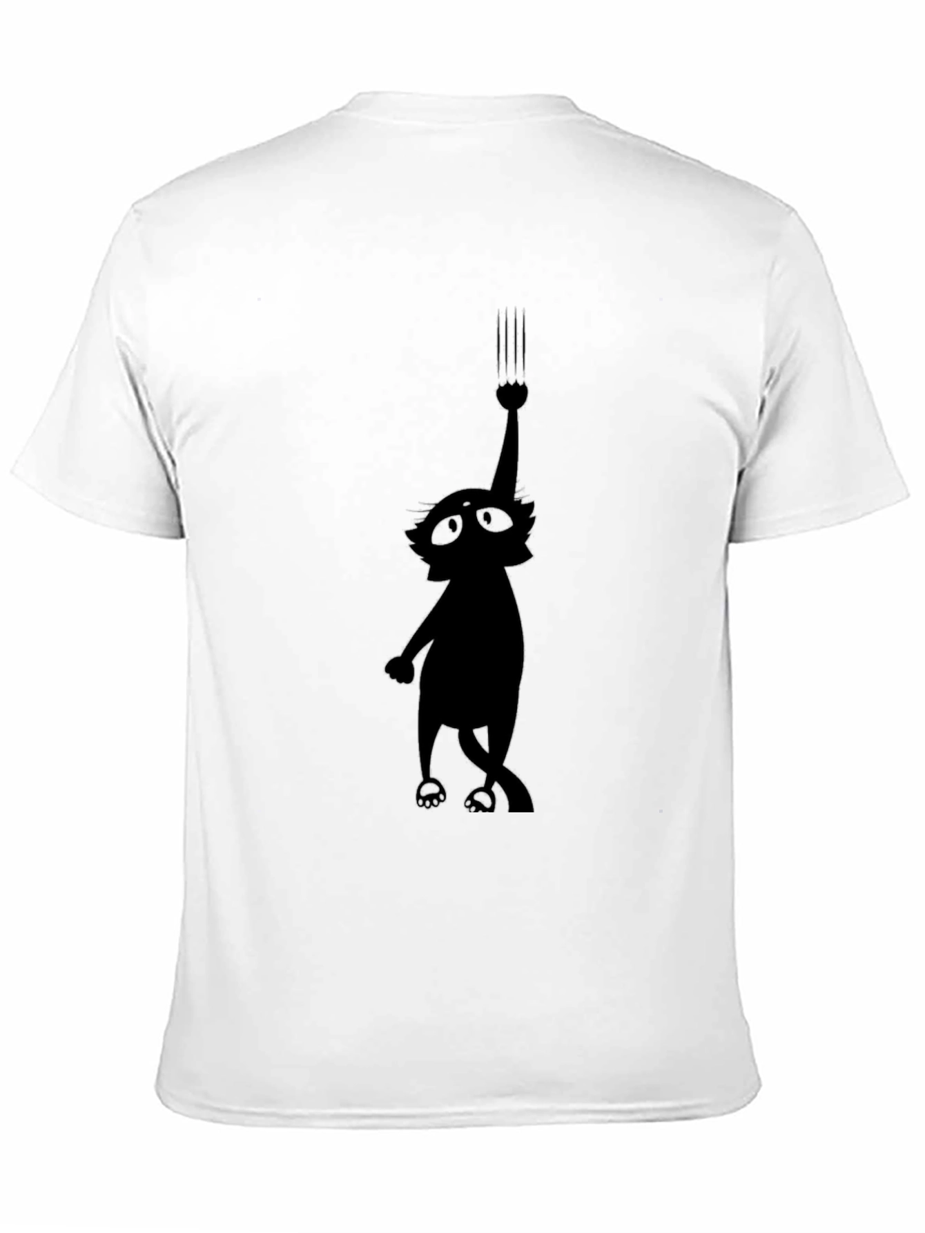 Black Whimsical Cat Scratch T-Shirt - Black Graphic Tee view 11