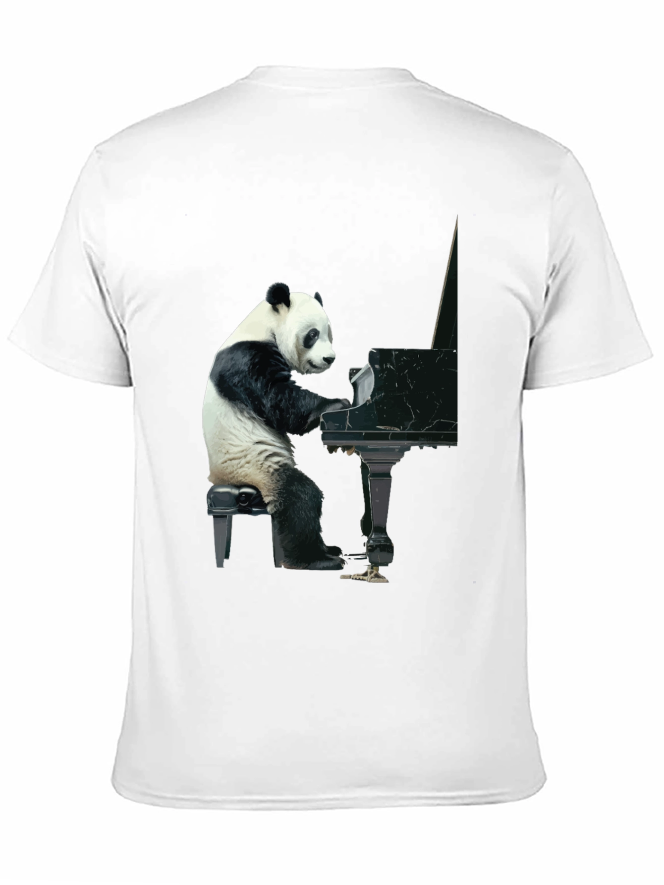 Black Panda Playing Piano Graphic Tee - Black Cotton Shirt view 11