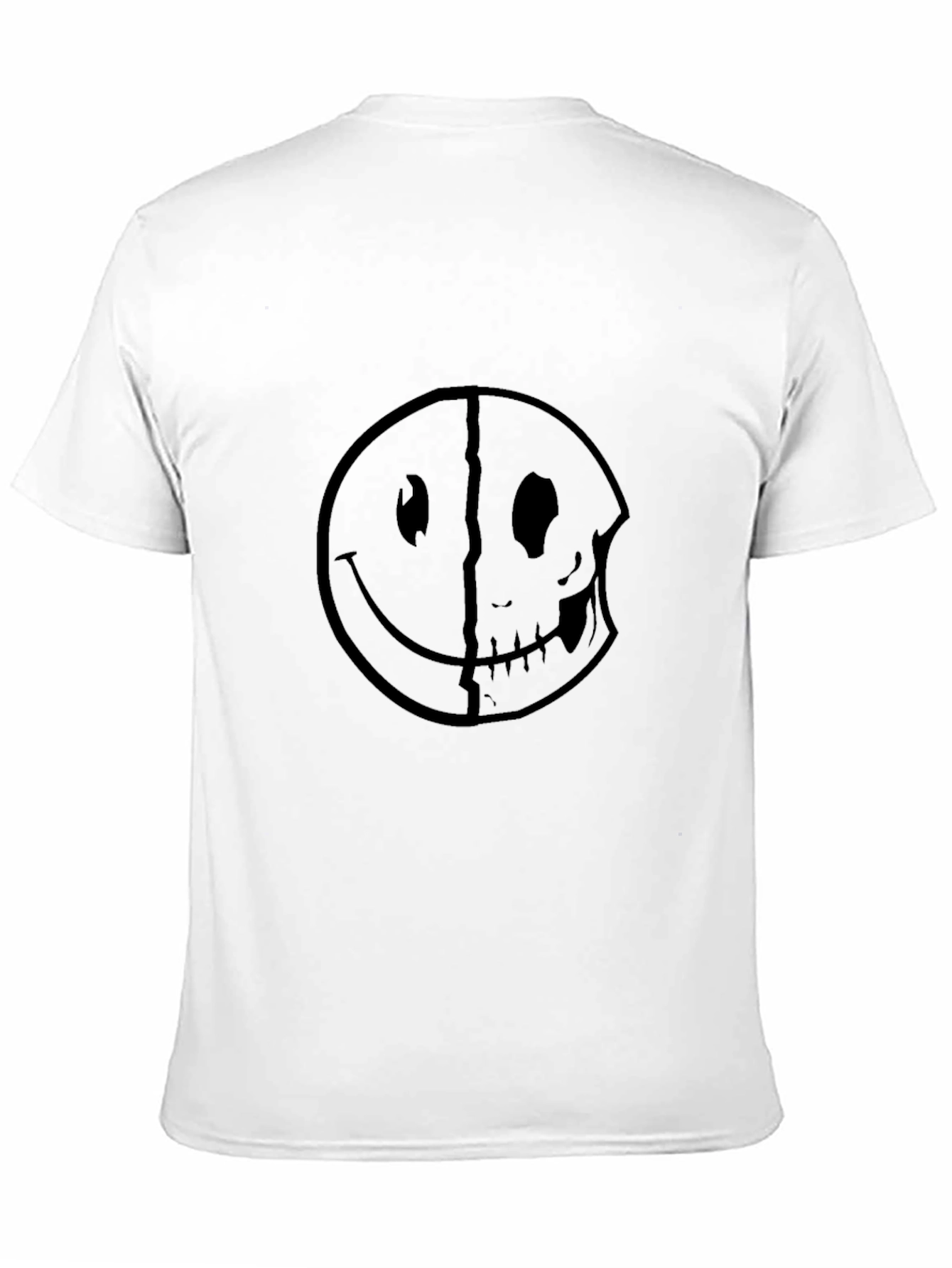 Black Smiley Face Skull Graphic Tee - Black Cotton T-Shirt view 11